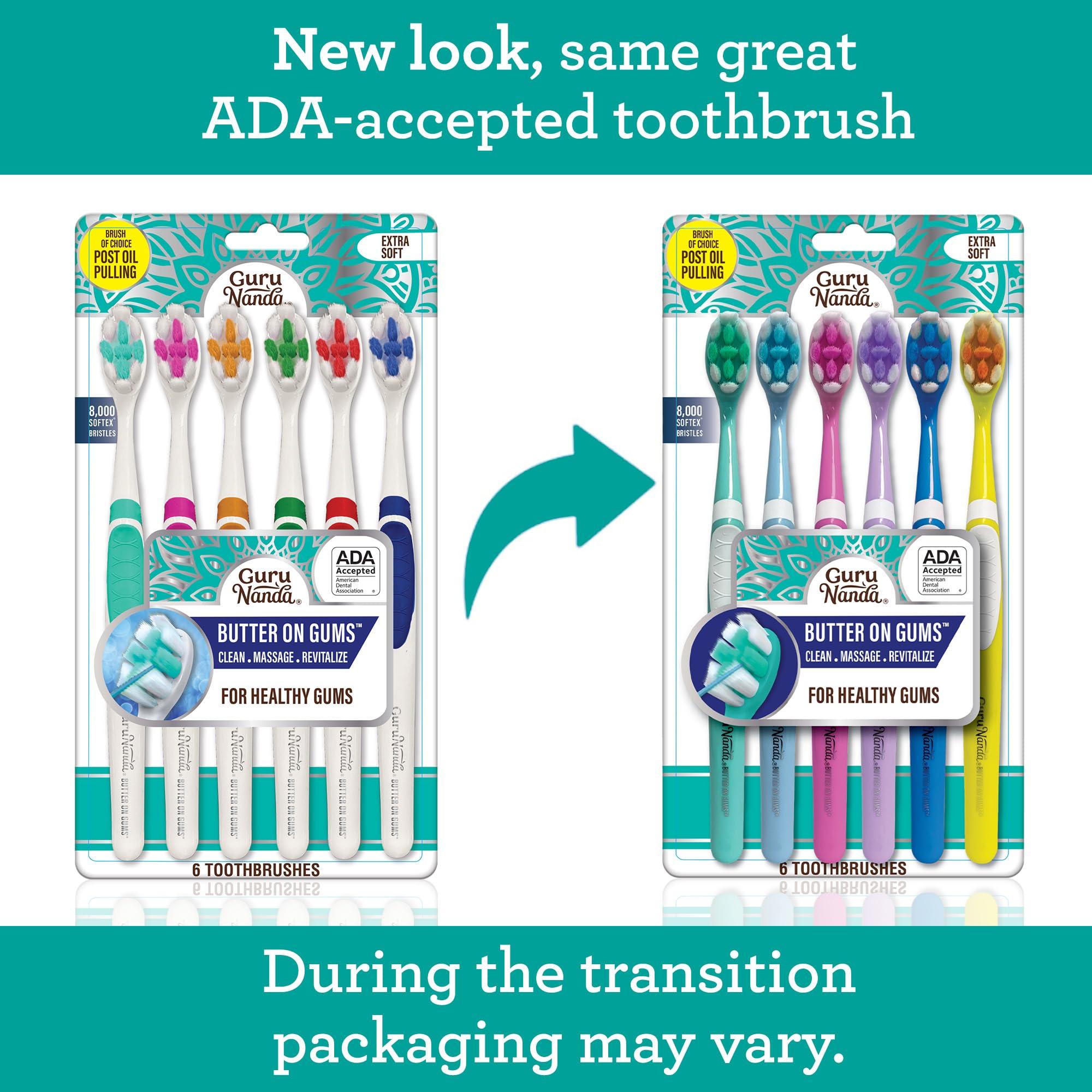 GuruNanda Butter On Gums Toothbrush, ADA Accepted, With 8000+ Ultra Soft Softex Bristles for Sensitive & Receding Gums, Perfect for Whiter Teeth, 6 Ct - Image 2