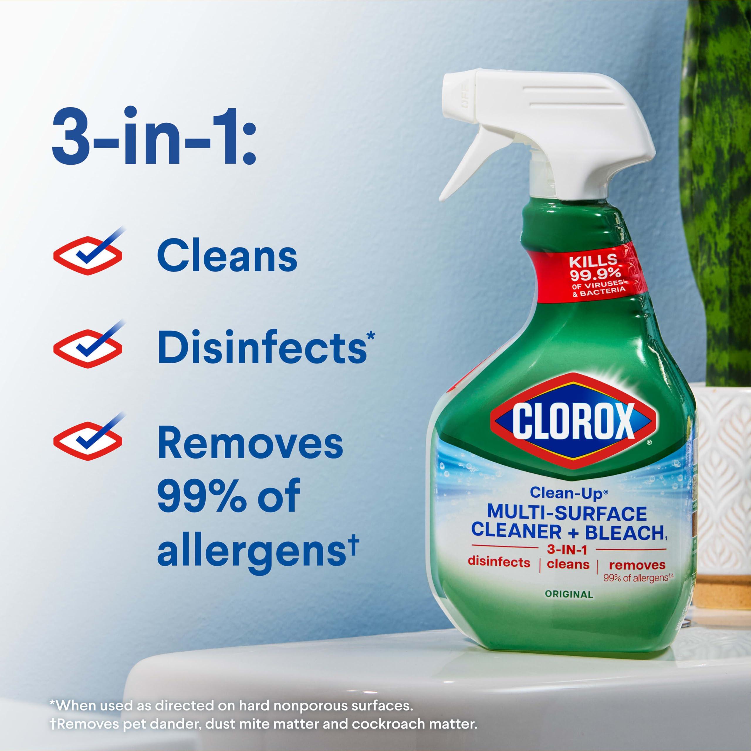 Clorox Clean-Up Cleaner + Bleach Value Pack, 3 Disinfectant and Cleaning Sprays, Kitchen and Bathroom Cleaning, Rain Clean and Original Scent, 32 Ounces (Pack of 3) - Image 3