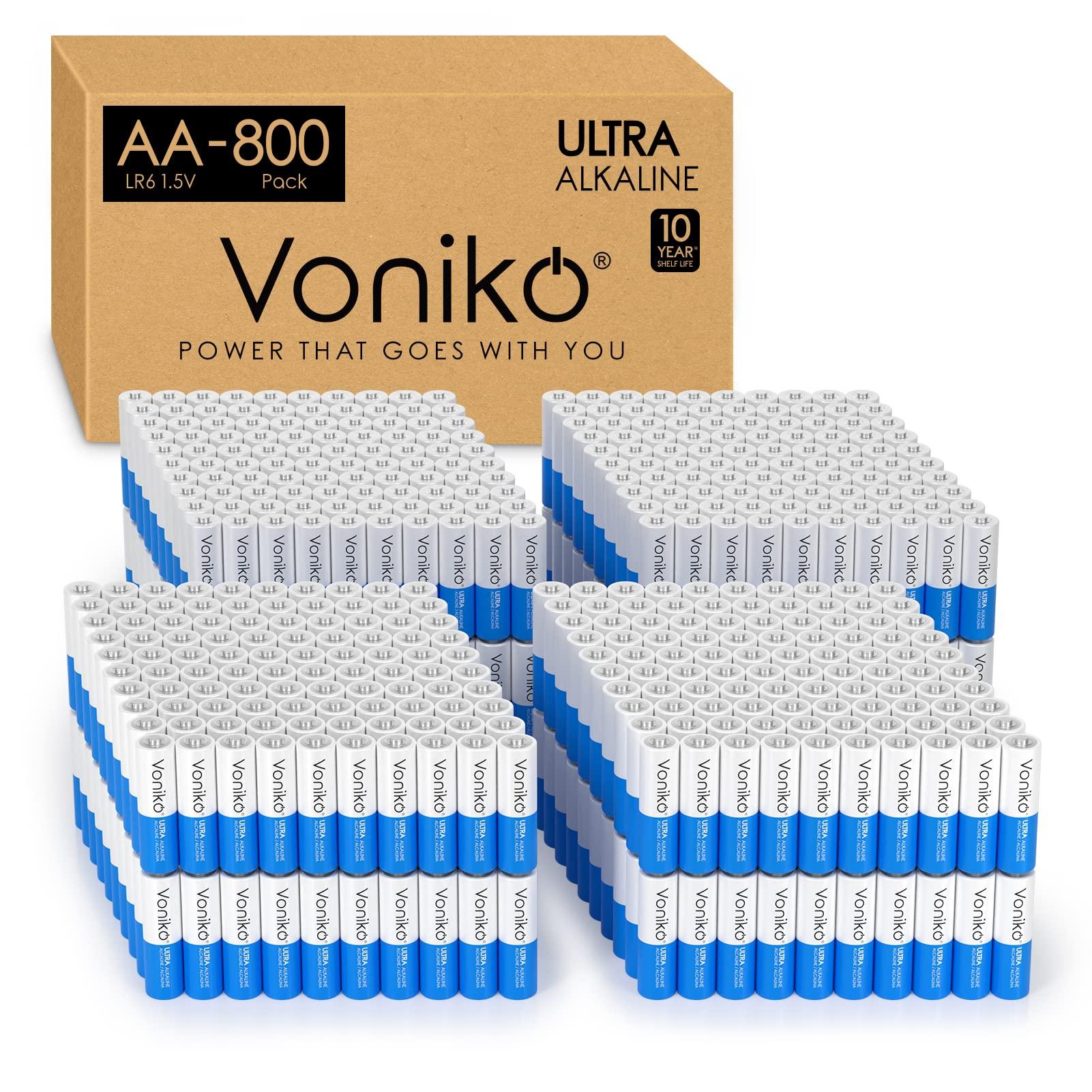 Voniko - Premium Grade AA Batteries - (800 Pack) - Alkaline Double A Battery - Ultra Long-Lasting, Leakproof 1.5v Batteries - 10-Year Shelf Life