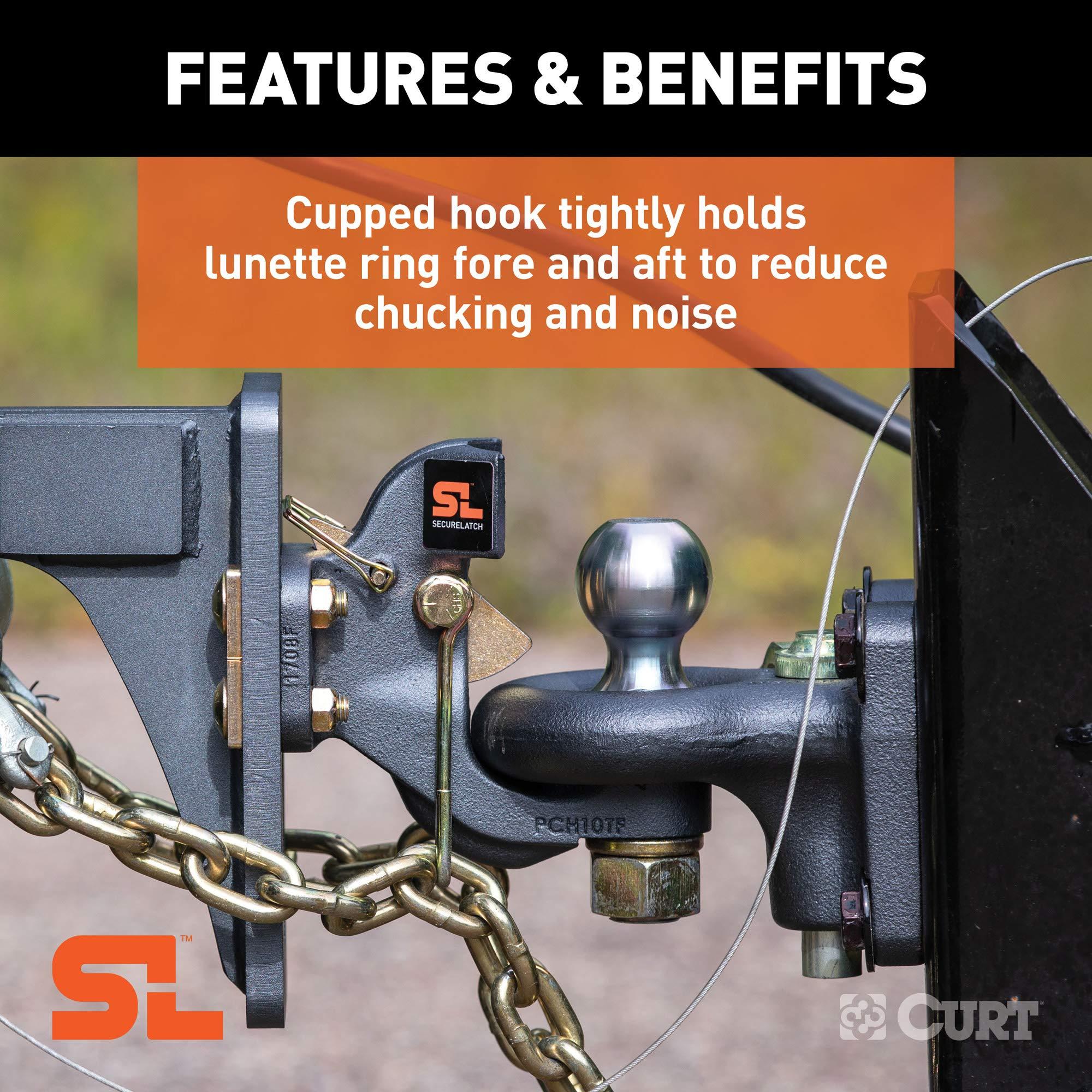 CURT 48410 SecureLatch 2-5/16-Inch Ball and Pintle Hitch Hook Combination, 20,000 Pounds, Mount Required - Image 6
