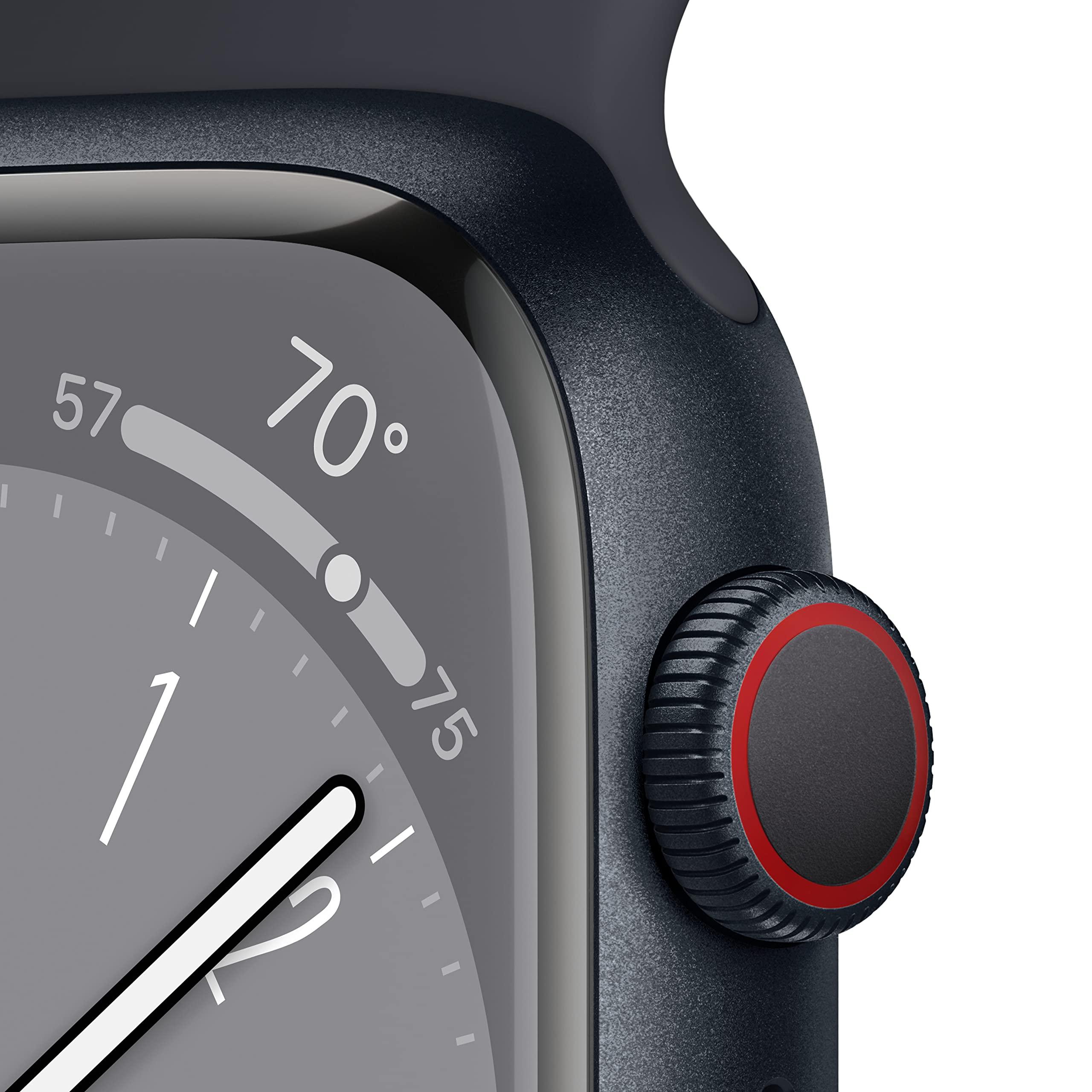 Apple Watch Series 8 [GPS + Cellular, 45mm] - Midnight Aluminum Case with Midnight Sport Band, M/L (Renewed) - Image 3