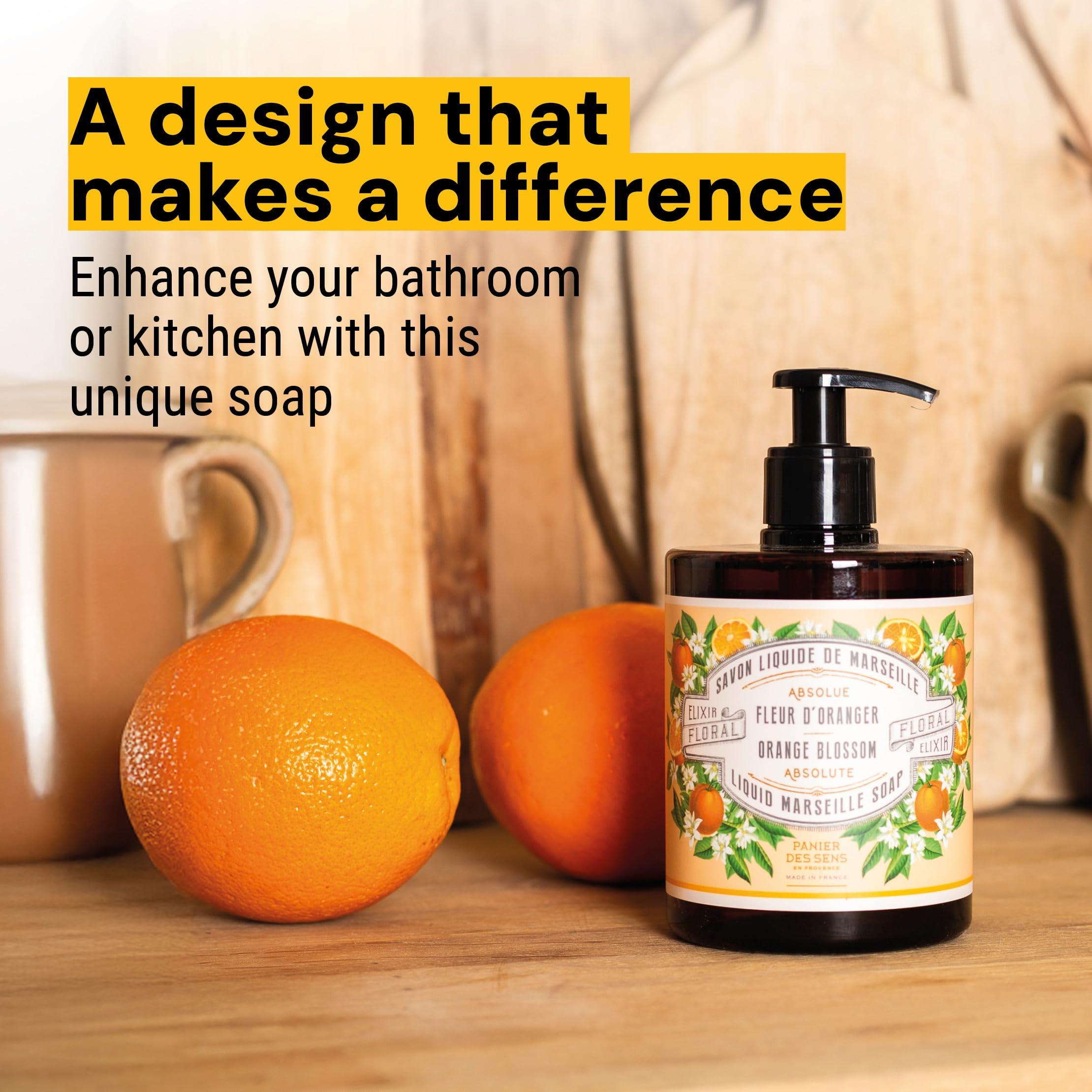 Panier des Sens - Moisturizing Hand Soap - Orange Blossom Gourmand Fragrance - French Traditional Savon de Marseille Soap - Refillable Kitchen & Bathroom Soap - 16.9 Fl.oz Liquid Hand Wash 96% Natural - Image 6