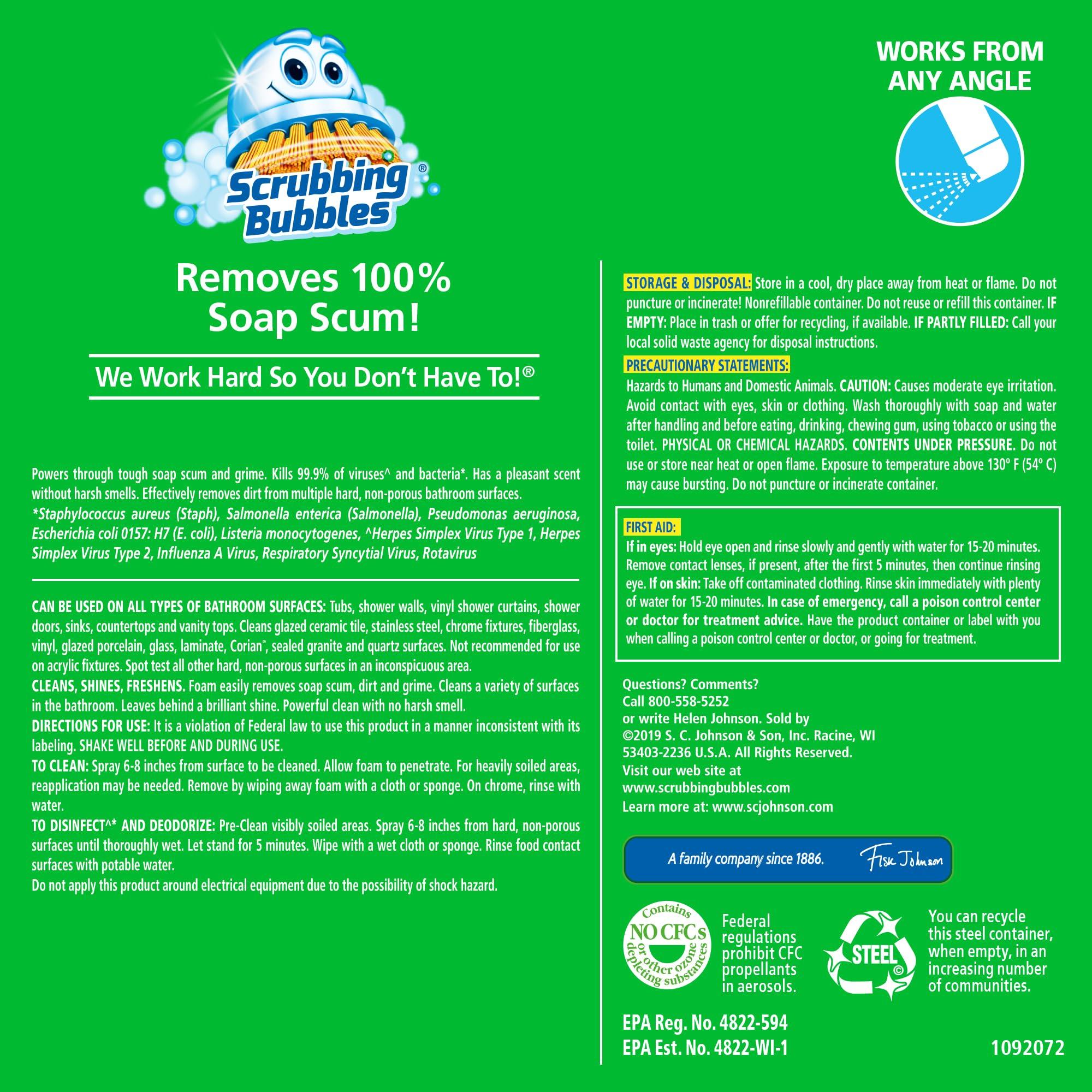 Scrubbing Bubbles Mega Bathroom and Shower Foamer Aerosol, Rainshower Scent, 20oz (Pack of 2) - Image 8