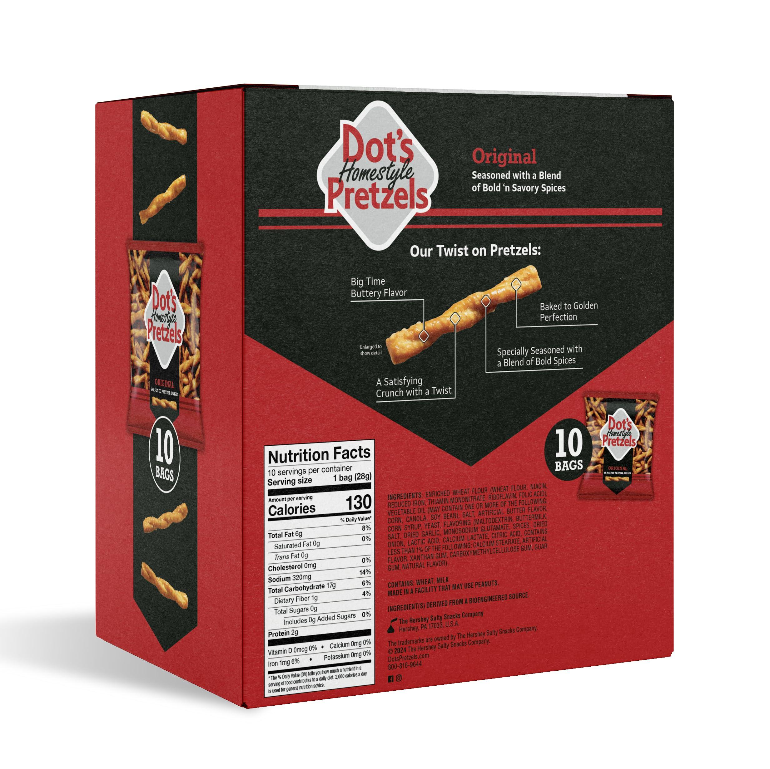 Dot's Pretzels Original Seasoned Pretzel Twist Snack, 1oz Individually Sized Bag (10 Count) - Image 3