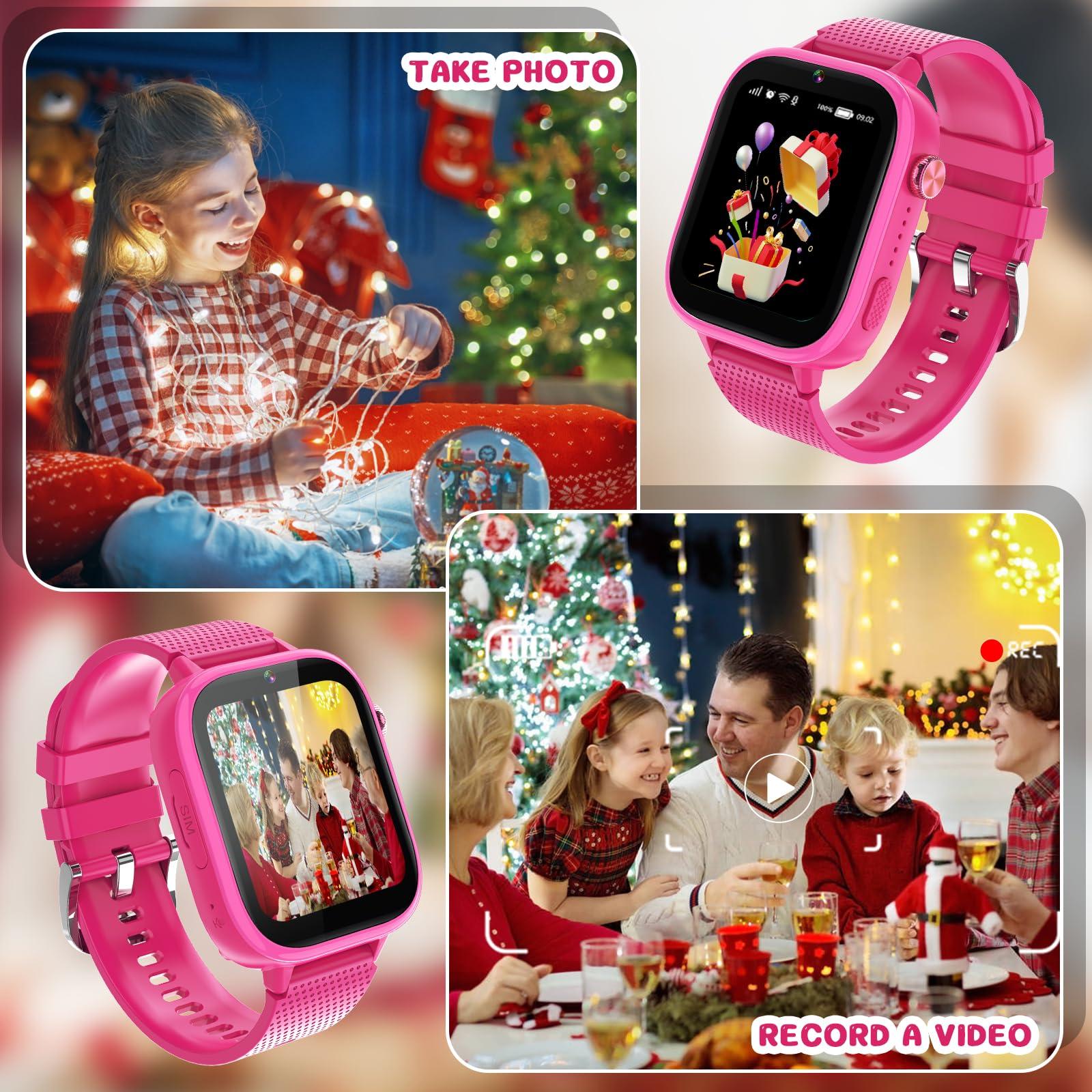 OKYUK 4G Smartwatch, Kids Watch for Kids with SIM Card, 47 Exciting Games, Two-Way Calling Feature, SOS Emergency Call Button Ideal for Kids Aged 3-12, Children’s Cell Phone Alternative (Rose Red) - Image 5