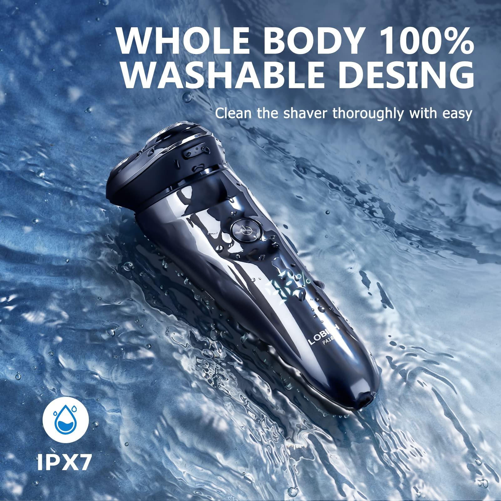 LOBINH Electric Shaver for Men, 100% Washable Rechargeable Waterproof Electric Razor Wet & Dry Shaving with Pop-up Trimmer, 1 Hour Fast Charging, 4D Floating Head, LCD Power Indicator - Image 6