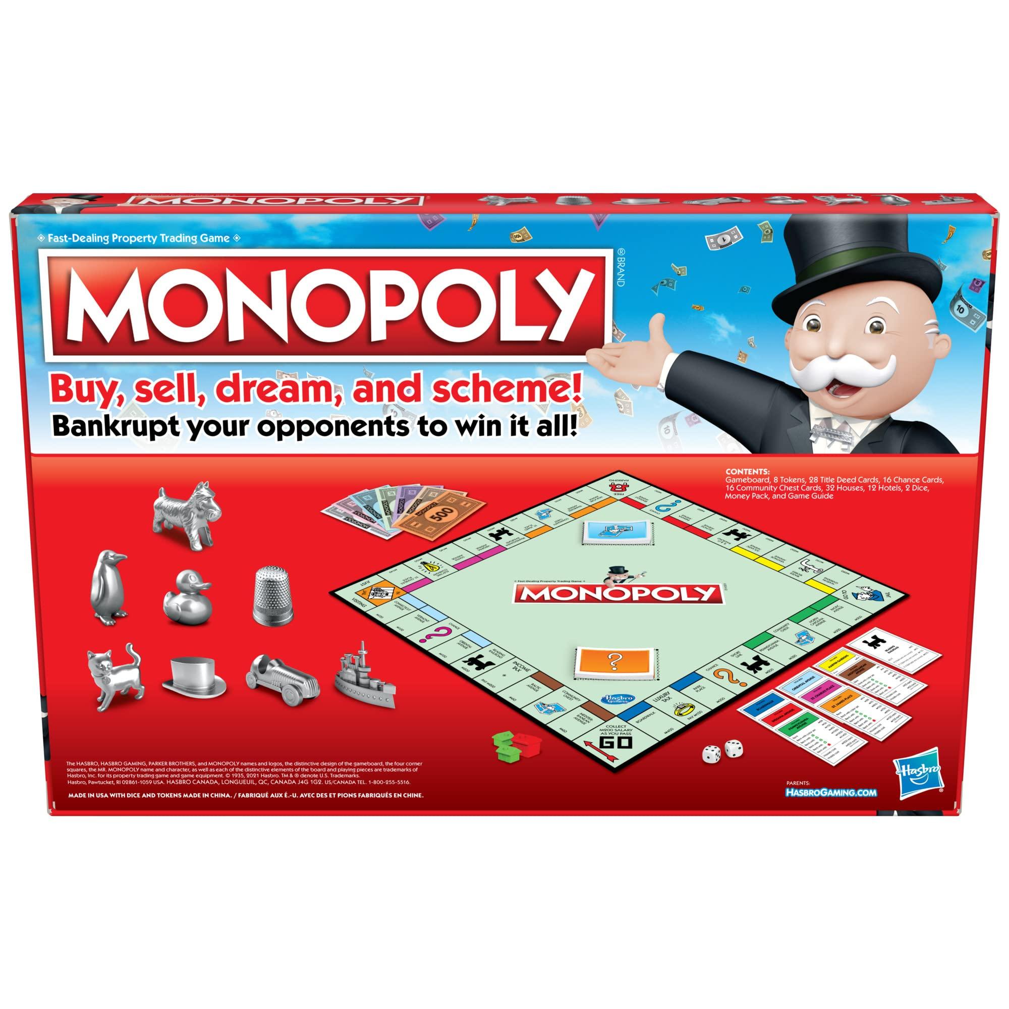 Monopoly Game, Family Board Games for 2 to 6 Players & Kids Ages 8 and Up, Includes 8 Tokens (Token Vote Edition) - Image 3