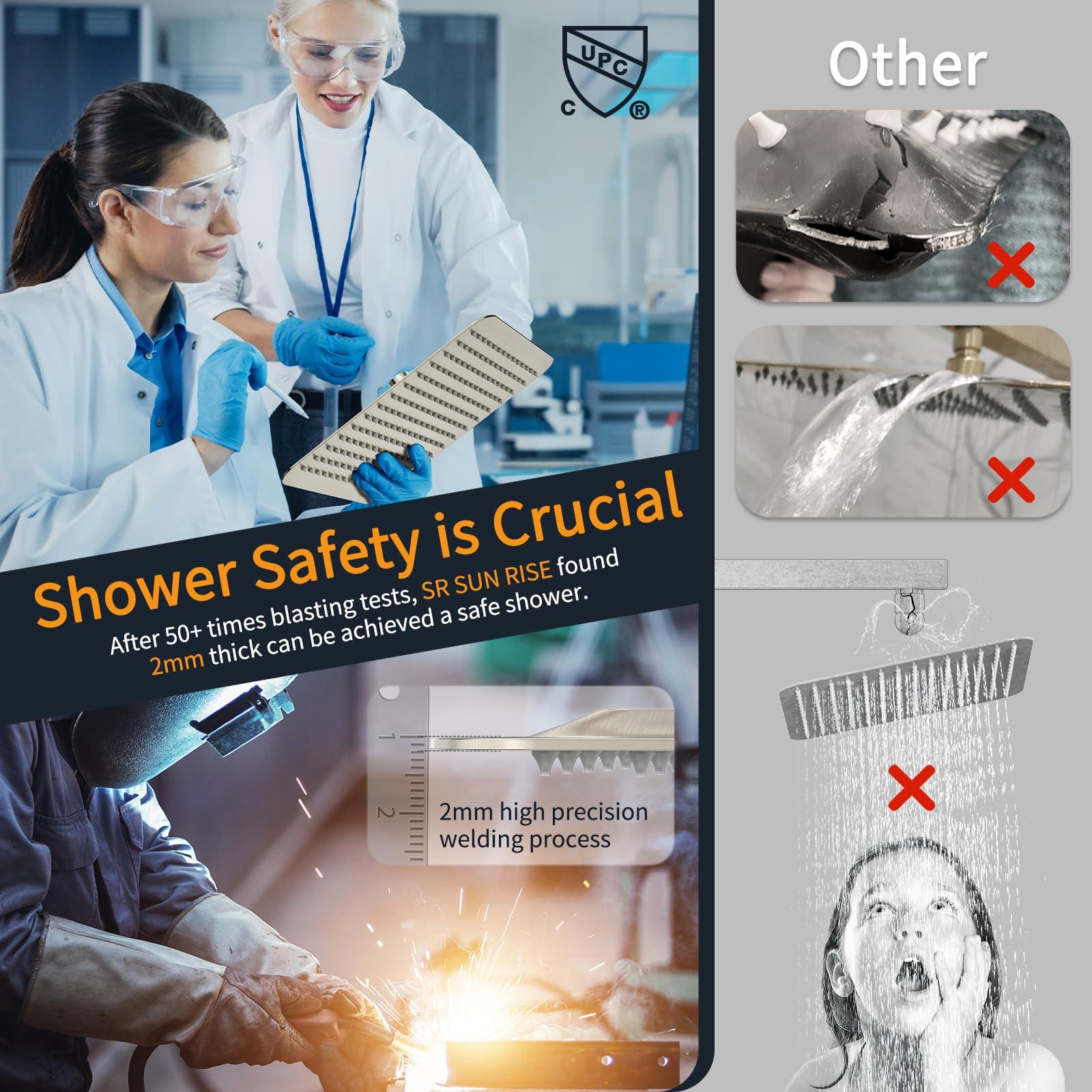SR SUN RISE Shower Faucet Set Bathroom Square Rain Shower Head with Handheld Spray Wall Mounted Rainfall Shower Fixtures Brushed Nickel Shower Faucet Trim Repair Kits (Contain Shower Valve)10 Inches - Image 8