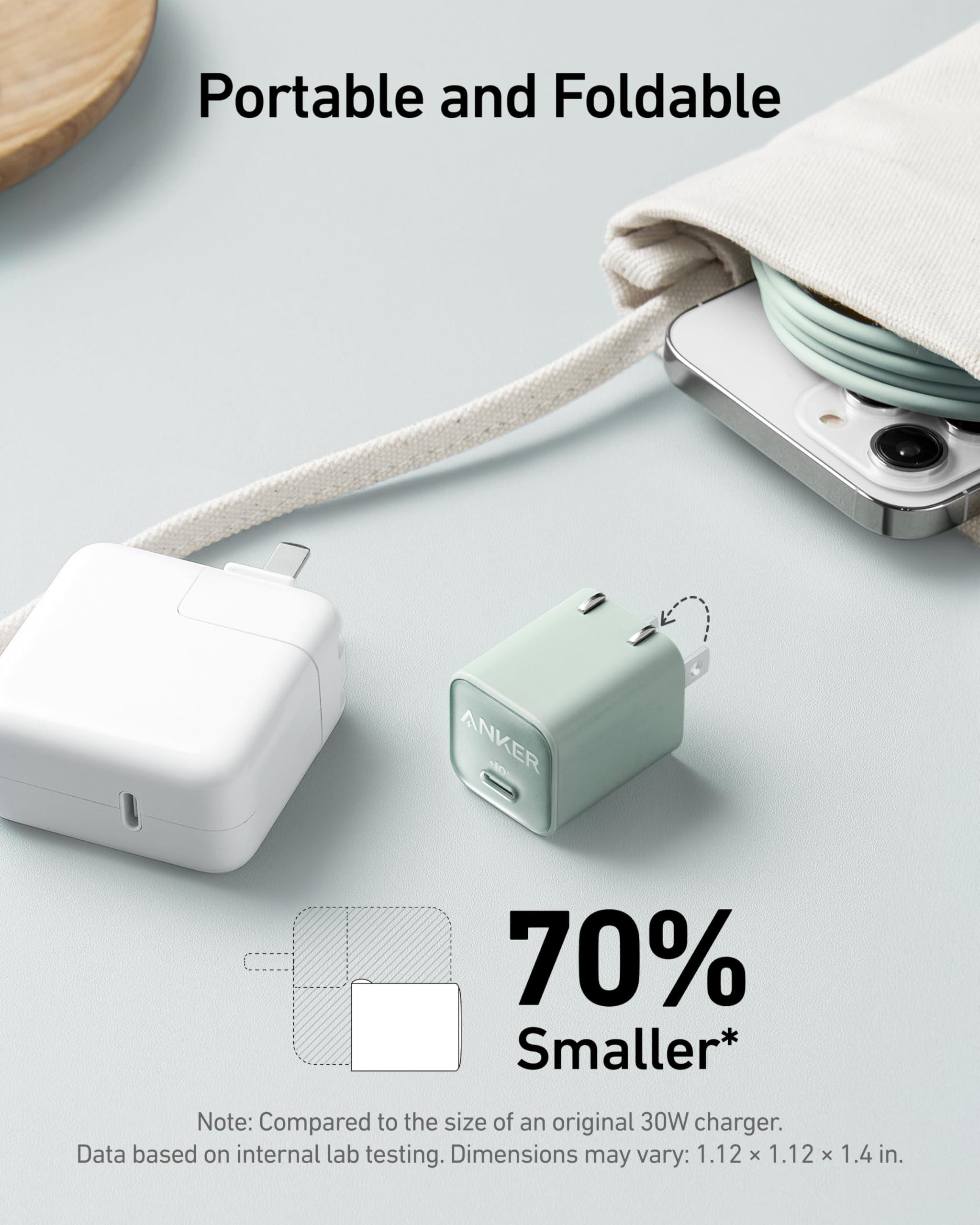 Anker Nano USB C Charger Block, 30W PIQ 3.0 Foldable iPhone Charger Fast Charging for iPhone 16/15 Series, Galaxy, iPad, Compatible with MagSafe - Image 4