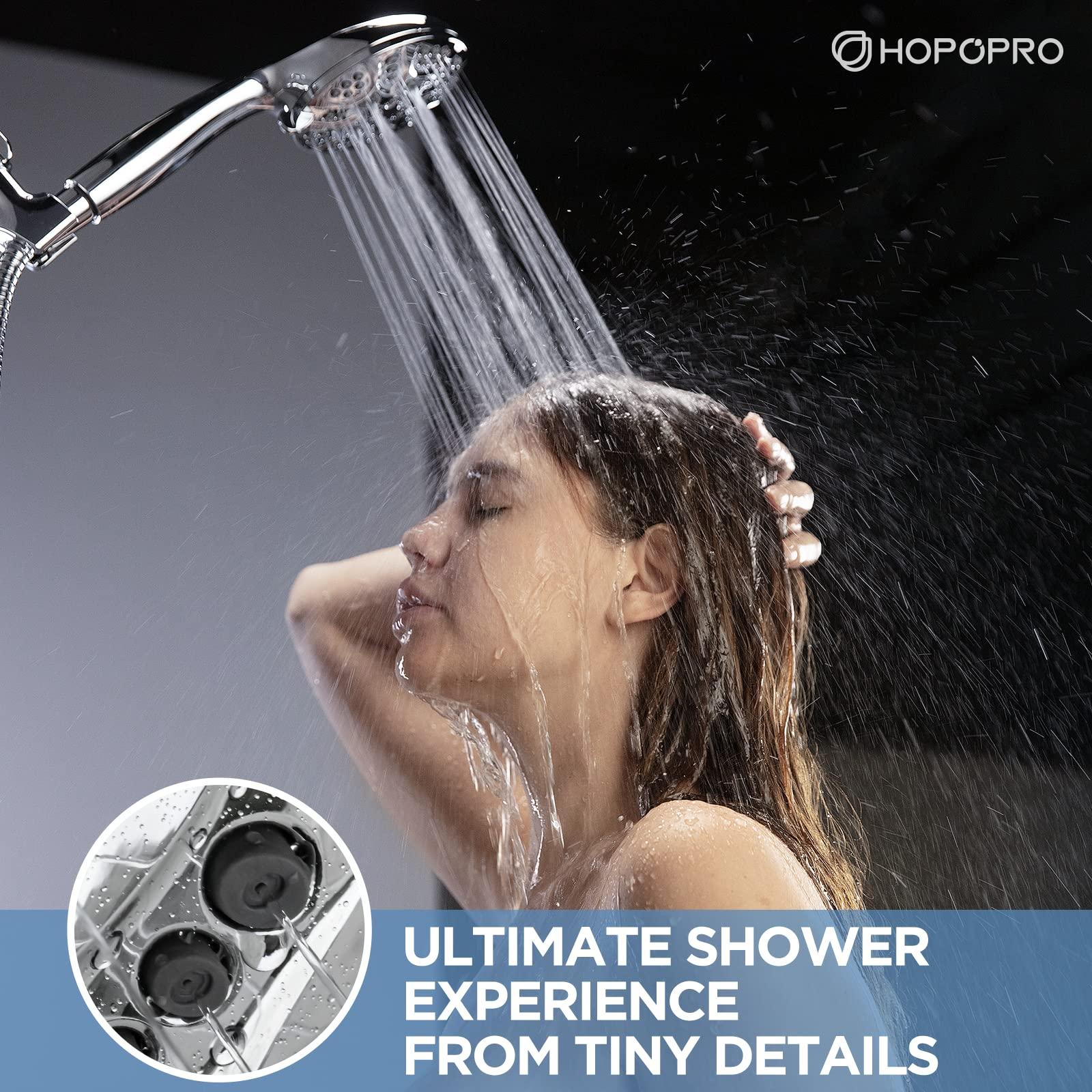 6-Mode High Pressure Handheld Shower Head Set, Consumer Reports Recommended HOPOPRO High Flow Hand Held Showerhead with 59 Inch Hose Bracket Teflon Tape Rubber Washers - Image 3