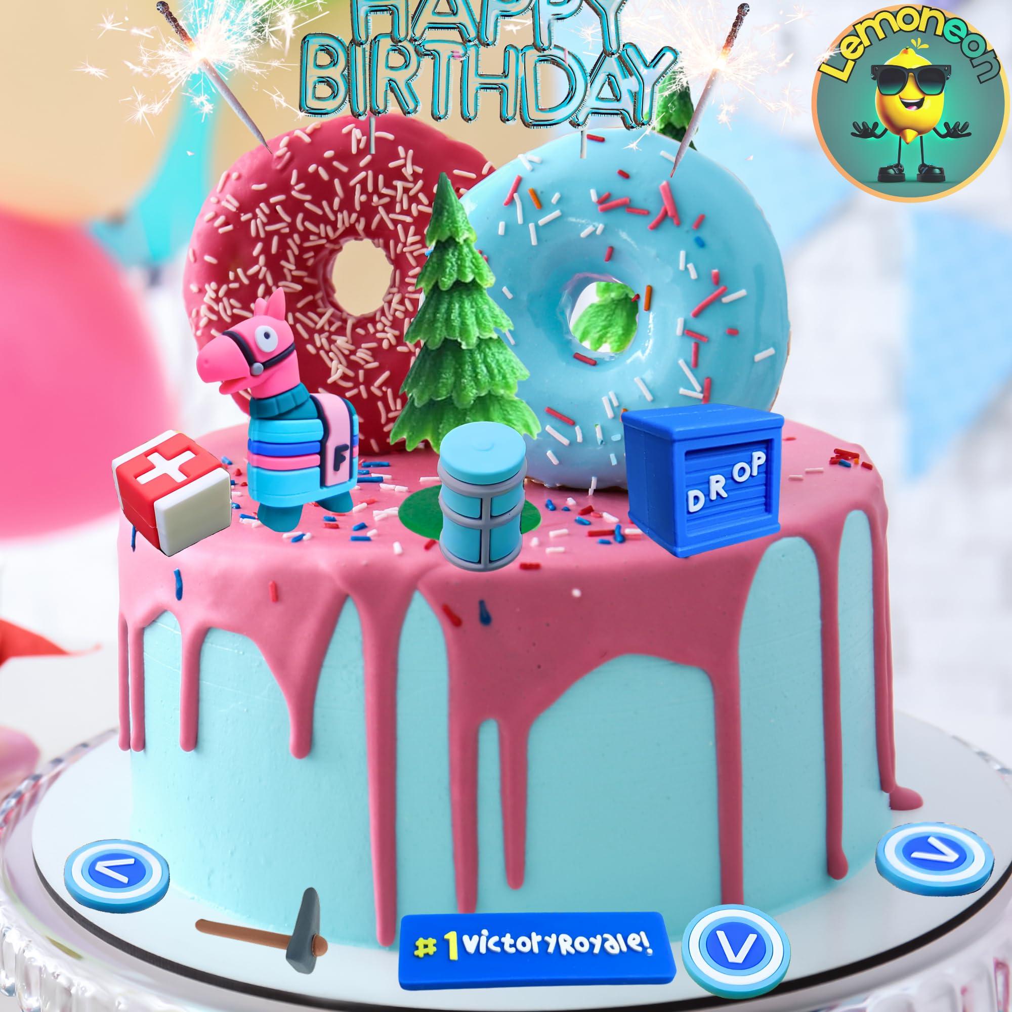 Markhomia Lemoneon Video Game Cake Toppers Upgraded Designs V2 Battle Royale Llama Decoration for Birthday Party Cake Decor 11Pcs/Set - Image 5