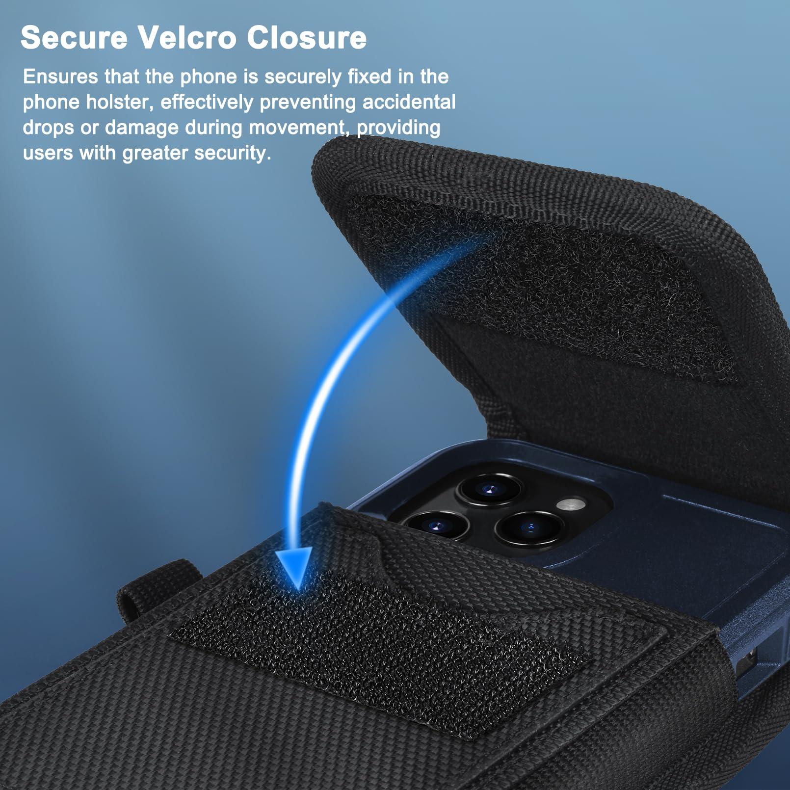 ykooe Cell Phone Holster Compatible with iPhone 16/15/14/13/12 Pro Max & Plus Models - Belt Clip and Card Holder, Black, XL - Image 5