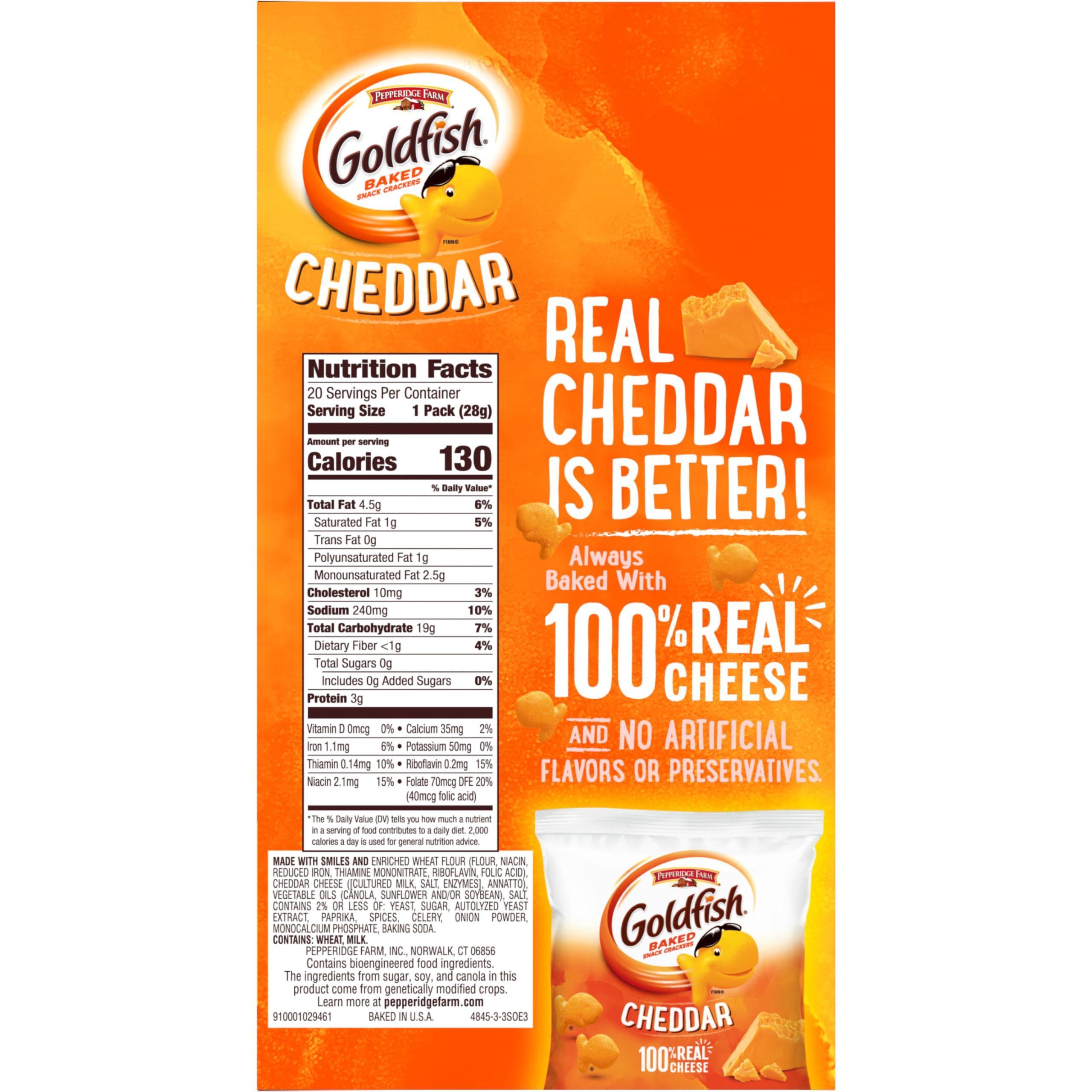 Goldfish Cheddar Cheese Crackers, Baked Snack Crackers, 1 oz On-the-Go Snack Packs, 20 Count Box - Image 8