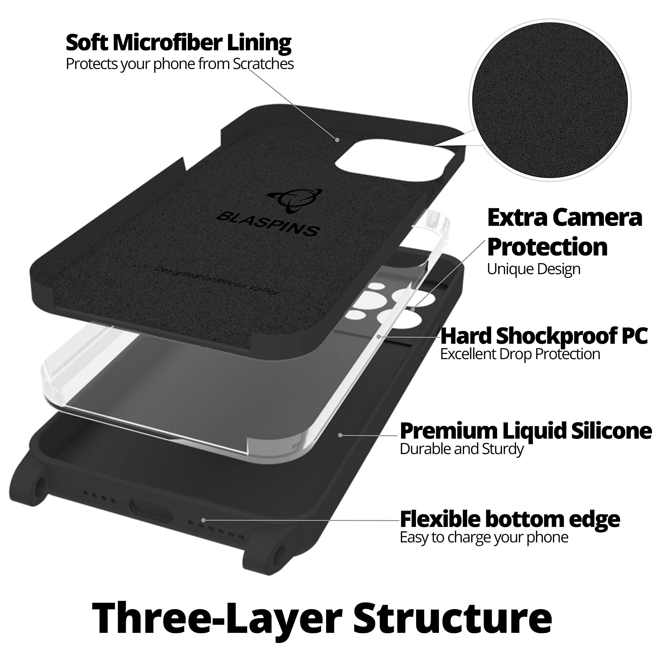 Blaspins Crossbody Lanyard Strap Case for iPhone 16 Pro, Hands-Free Neck Cross Body Wrist, Adjustable Rope Removable, Drop Protection Shockproof Silicone Case 6.3 inch, 160 cm Strap, iP16Pro - Black - Image 6