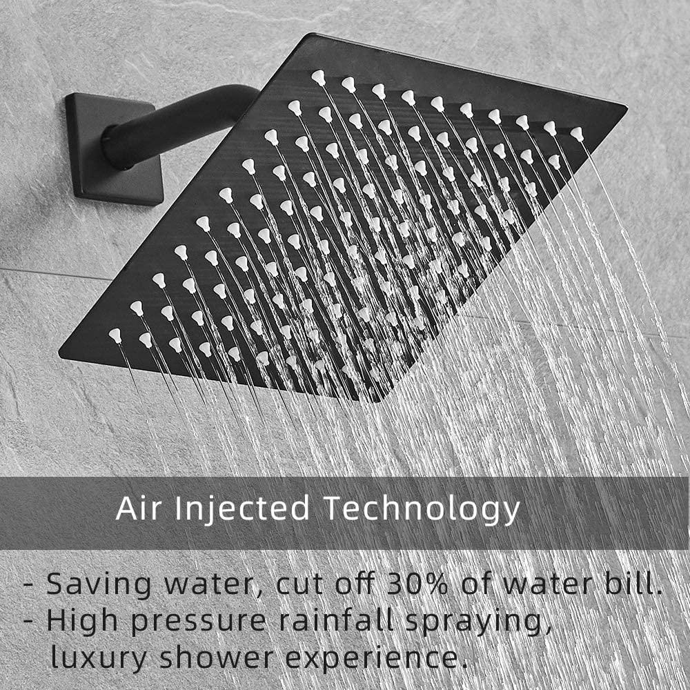 Heable Matte Black Shower Faucet Set with Tub Spout Bathroom Rainfall 8 Inch Shower Head System with Handheld Single Handle Shower Trim Kit with Rough-in Valve - Image 4