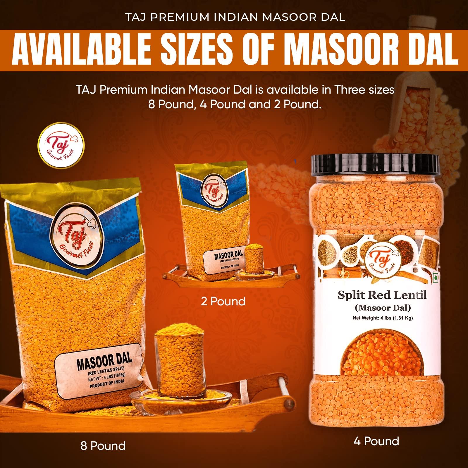 TAJ Premium Indian Masoor Dal, Red Lentils (4-Pounds) - Image 6