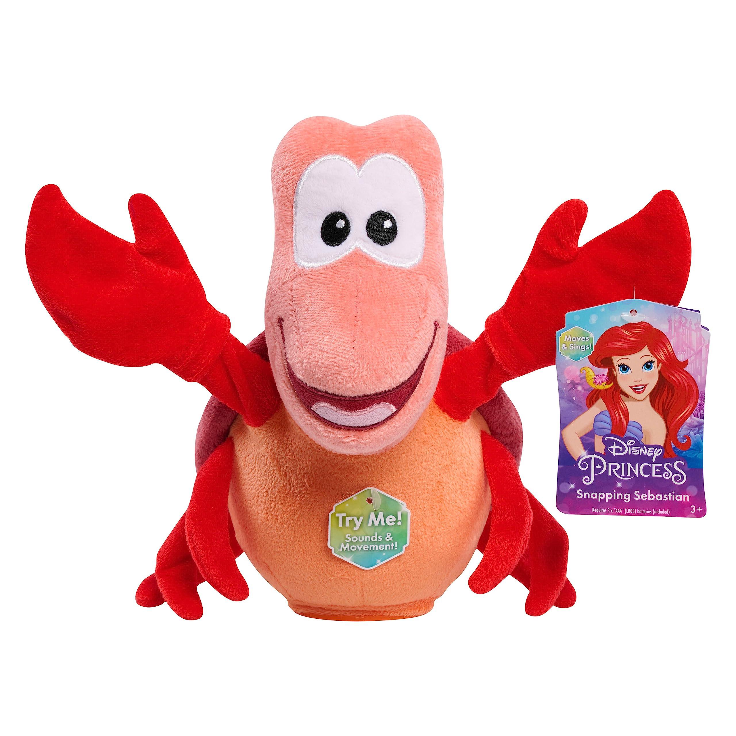 Disney Princess Singing and Snapping Sebastian 10-inch Plush Stuffed Animal, Red Crab, Kids Toys for Ages 3 Up by Just Play - Image 4