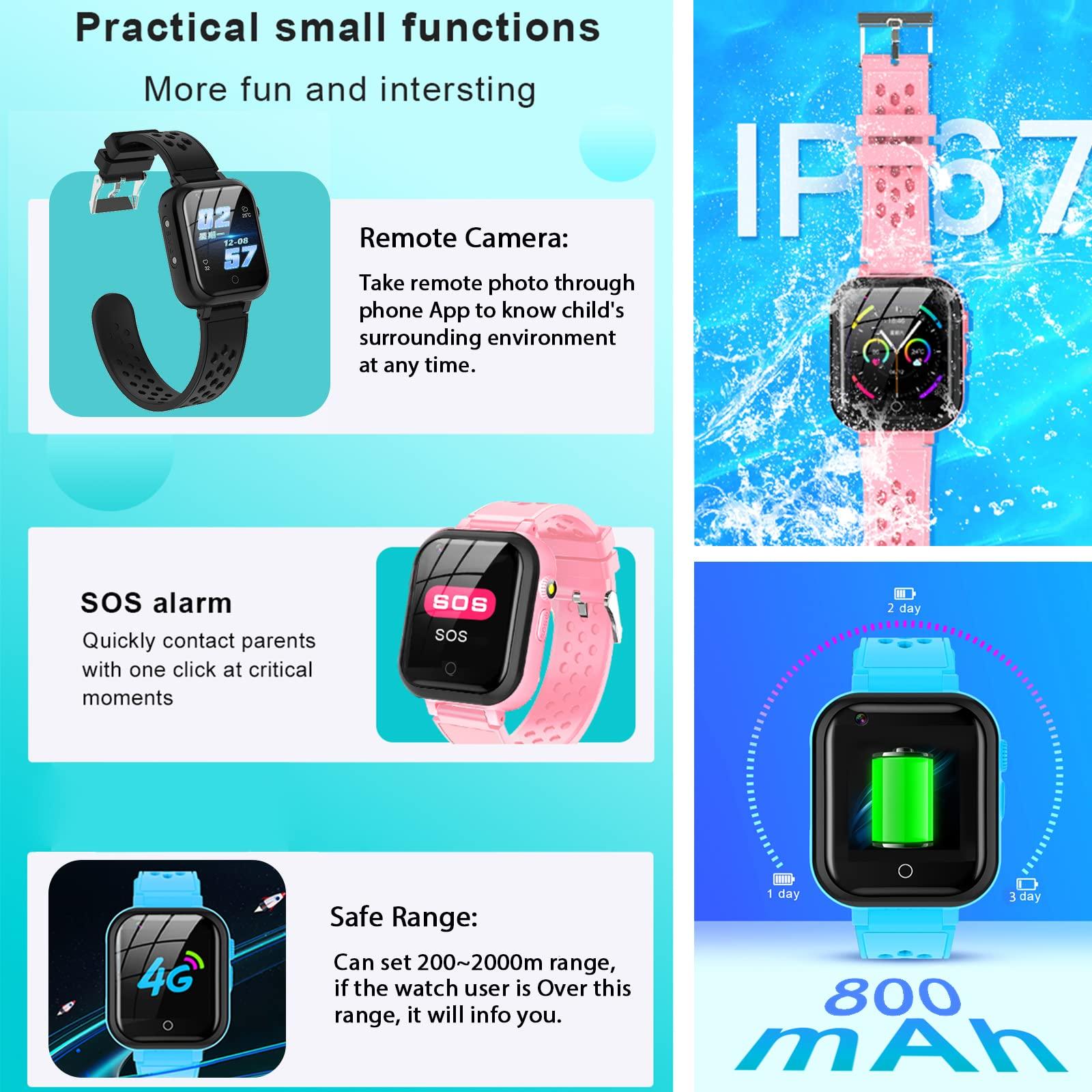 DDIOYIUR Smart Watch for Kids, 4G Kids Phone Smartwatch with GPS Tracker, WiFi SMS, Call, Voice Video Chat, Bluetooth, Audio Recording, Alarm, Pedometer, Wrist Watch for 4-16 Boys Girls Birthday Gifts - Image 7