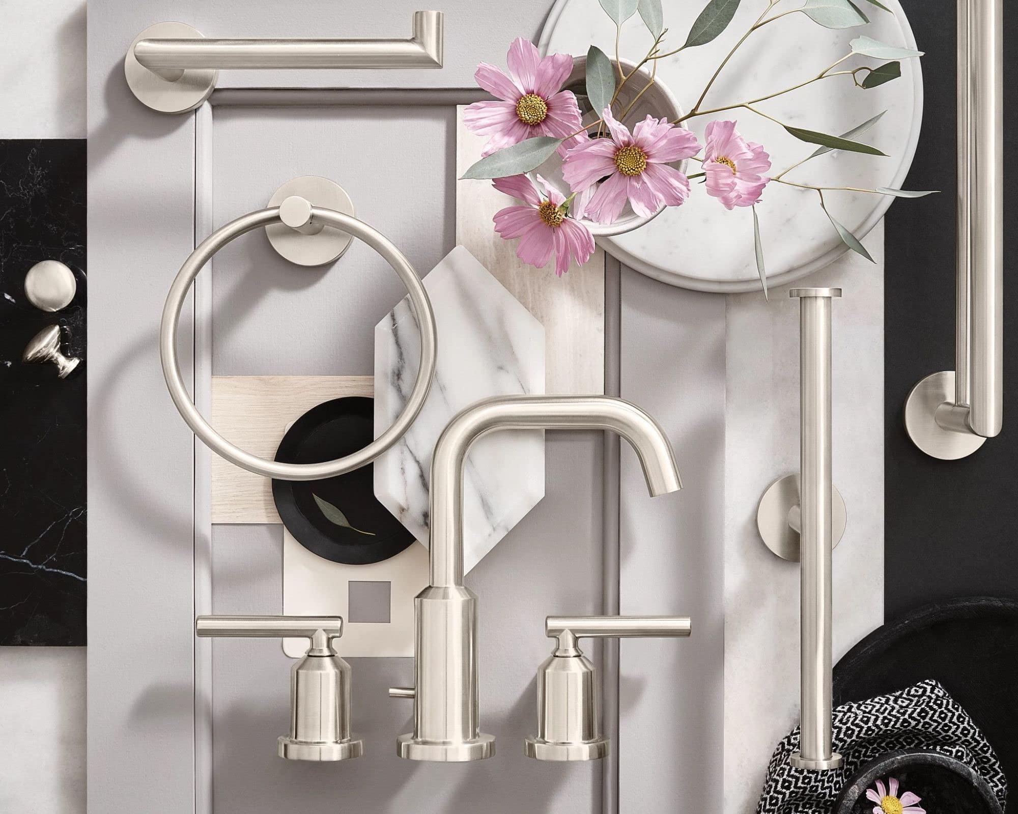 Moen Gibson Brushed Nickel Two-Handle High Arc Widespread Bathroom Sink Faucet for 3-Hole Setups with Valve Included, TV6142BN - Image 2