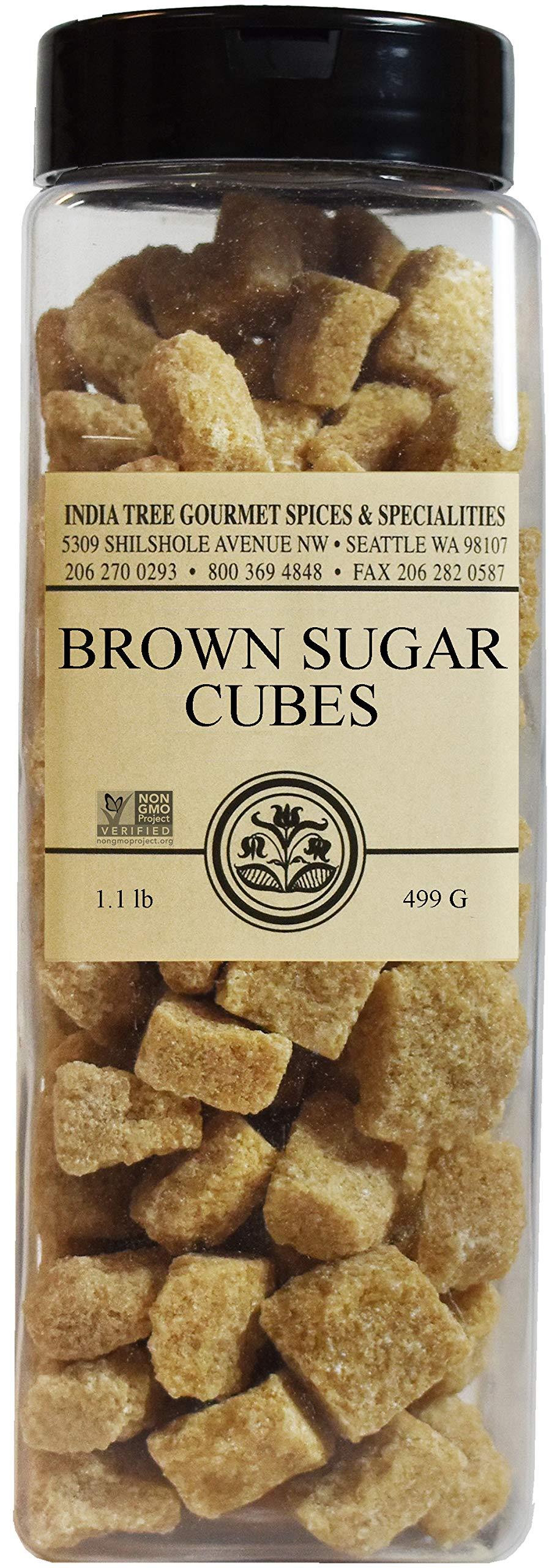 India Tree Brown Sugar Cubes - 1.1 lb | Unrefined Demerara Cane Sugar, Non-GMO, Fair Trade, Mauritius