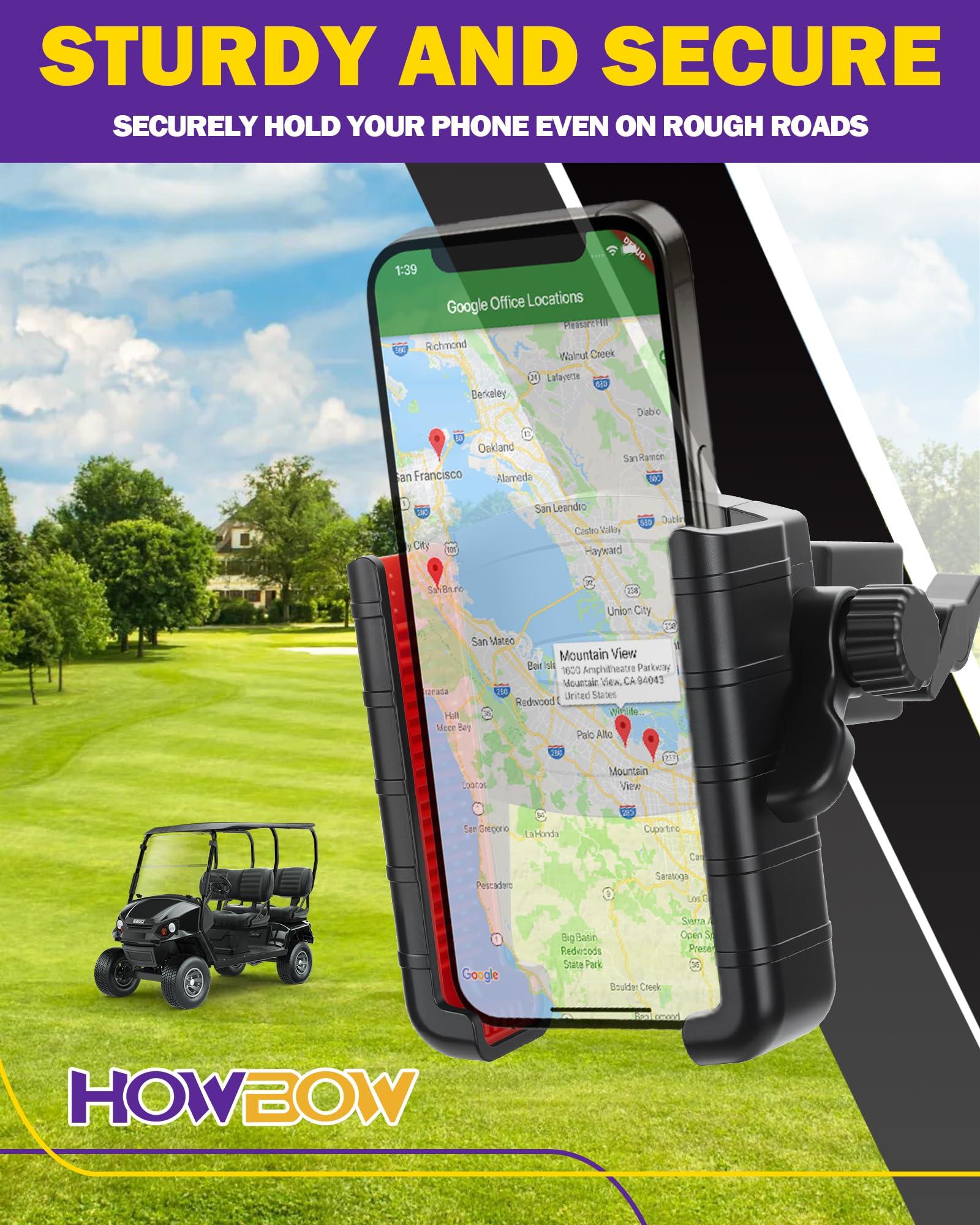 Golf Cart Phone Holder for EZGO Club Car Yamaha, Universal Phone Mount Compatible with iPhone Galaxy Google Pixel All Smartphones, Upgraded Golf Cart Accessories Fit Big Phones and Thick Phone Cases - Image 3