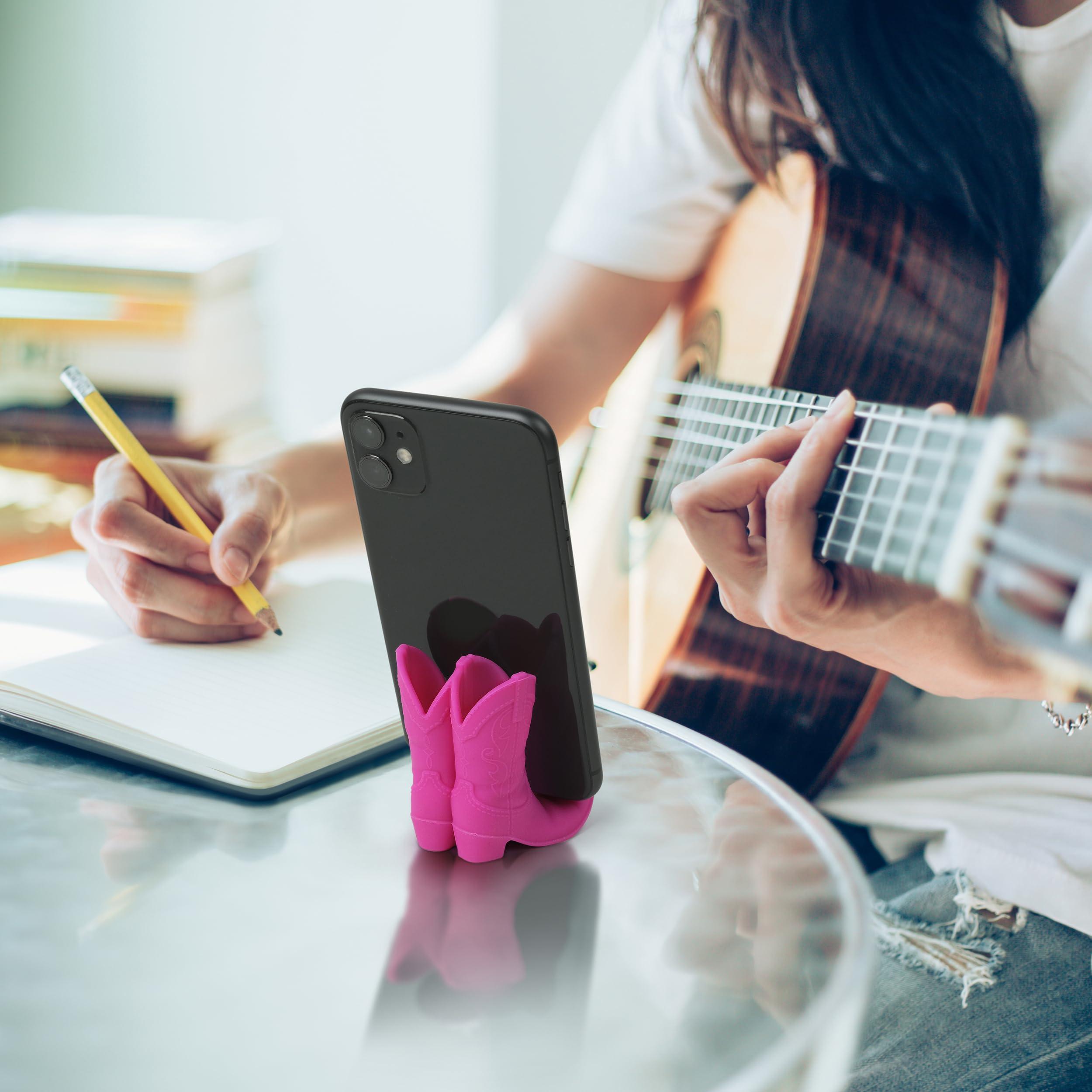 Genuine Fred Giddy UP Phone Stand, Pink, Cowboy Boot Tech Accessory, Fits Most Mobile Smartphones, Grippy Silicone, Fun Cowboy Boot Details - Image 3