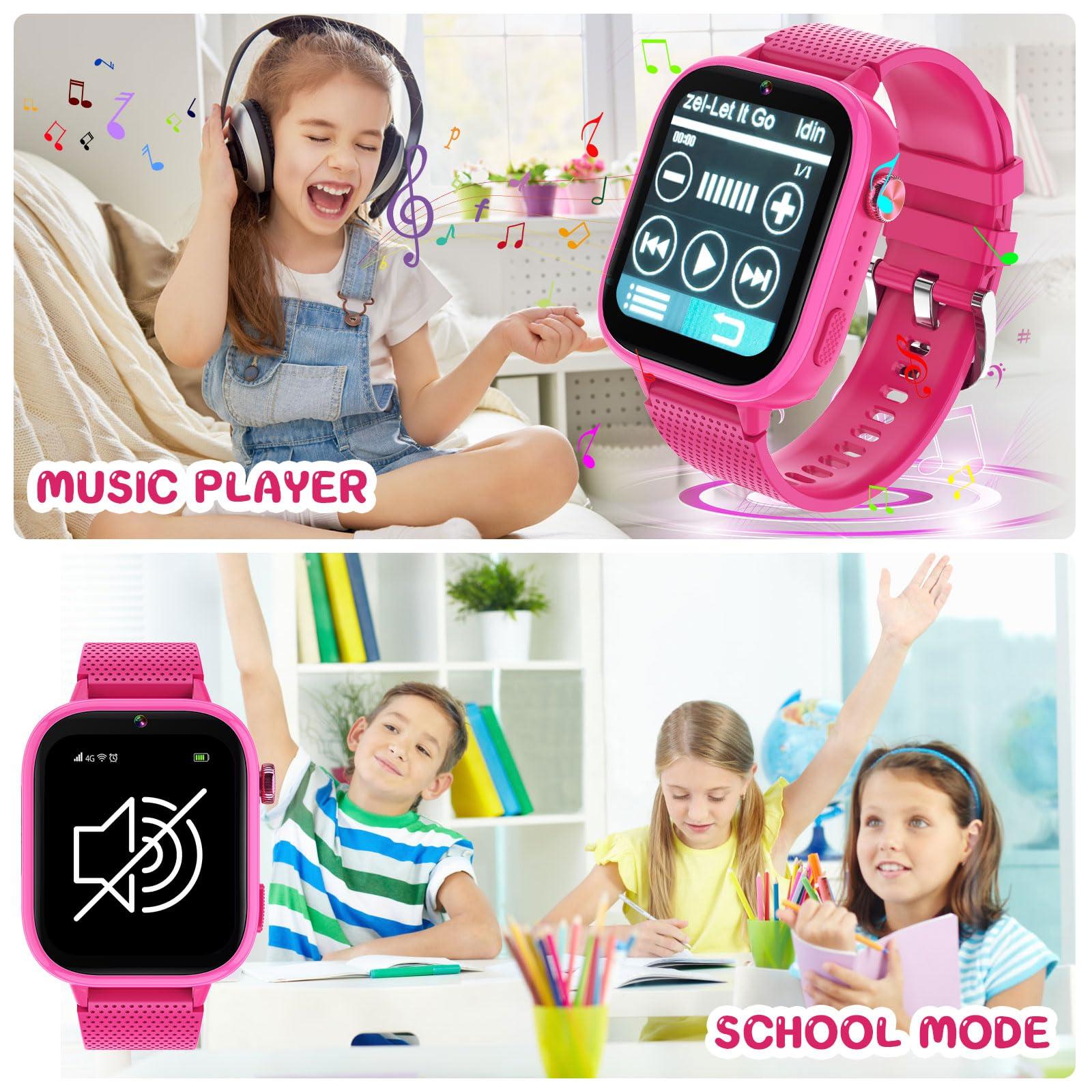 OKYUK 4G Smartwatch, Kids Watch for Kids with SIM Card, 47 Exciting Games, Two-Way Calling Feature, SOS Emergency Call Button Ideal for Kids Aged 3-12, Children’s Cell Phone Alternative (Rose Red) - Image 4
