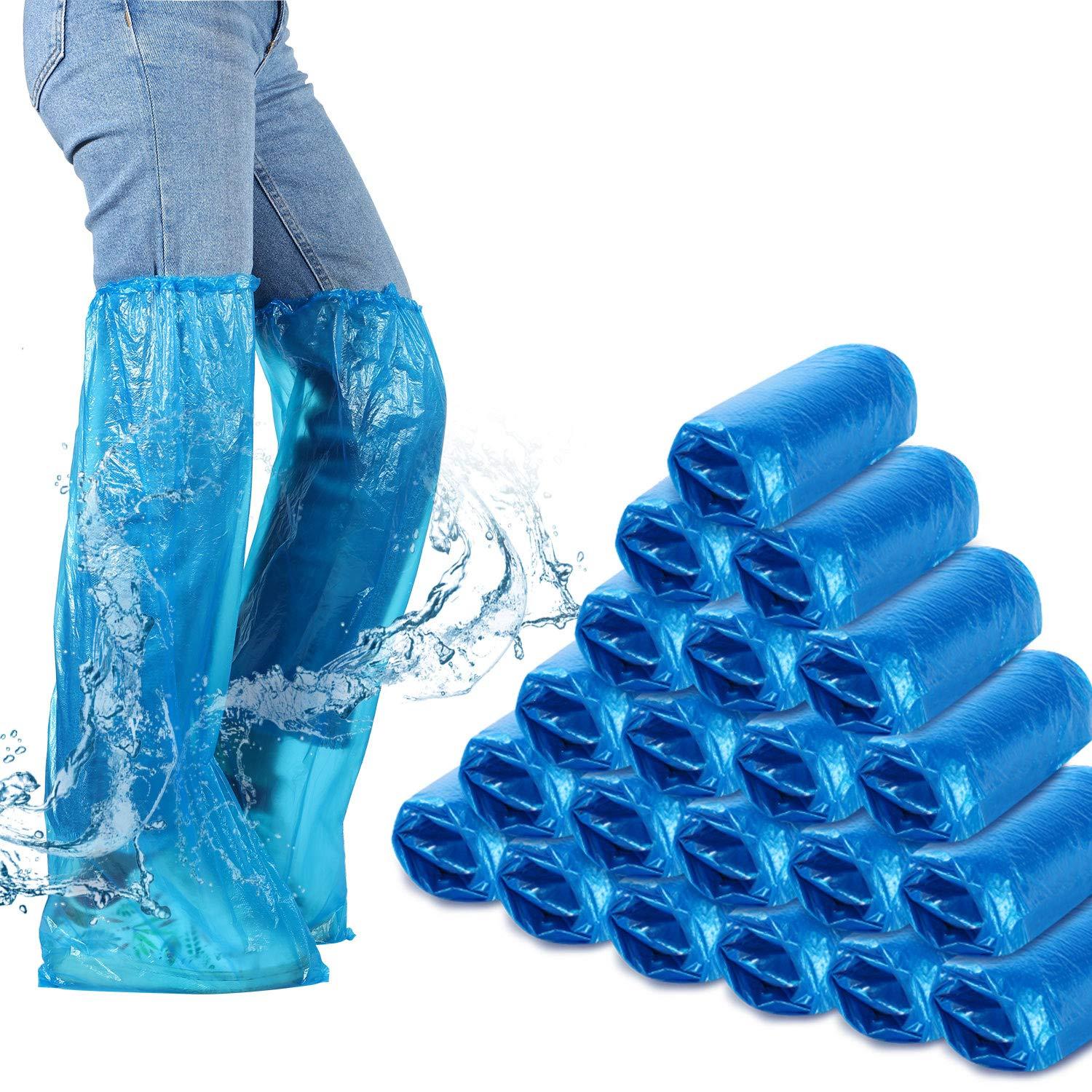 SATINIOR Disposable Boot Covers Plastic Long Waterproof Shoes Cover Over The Knee for Men Women