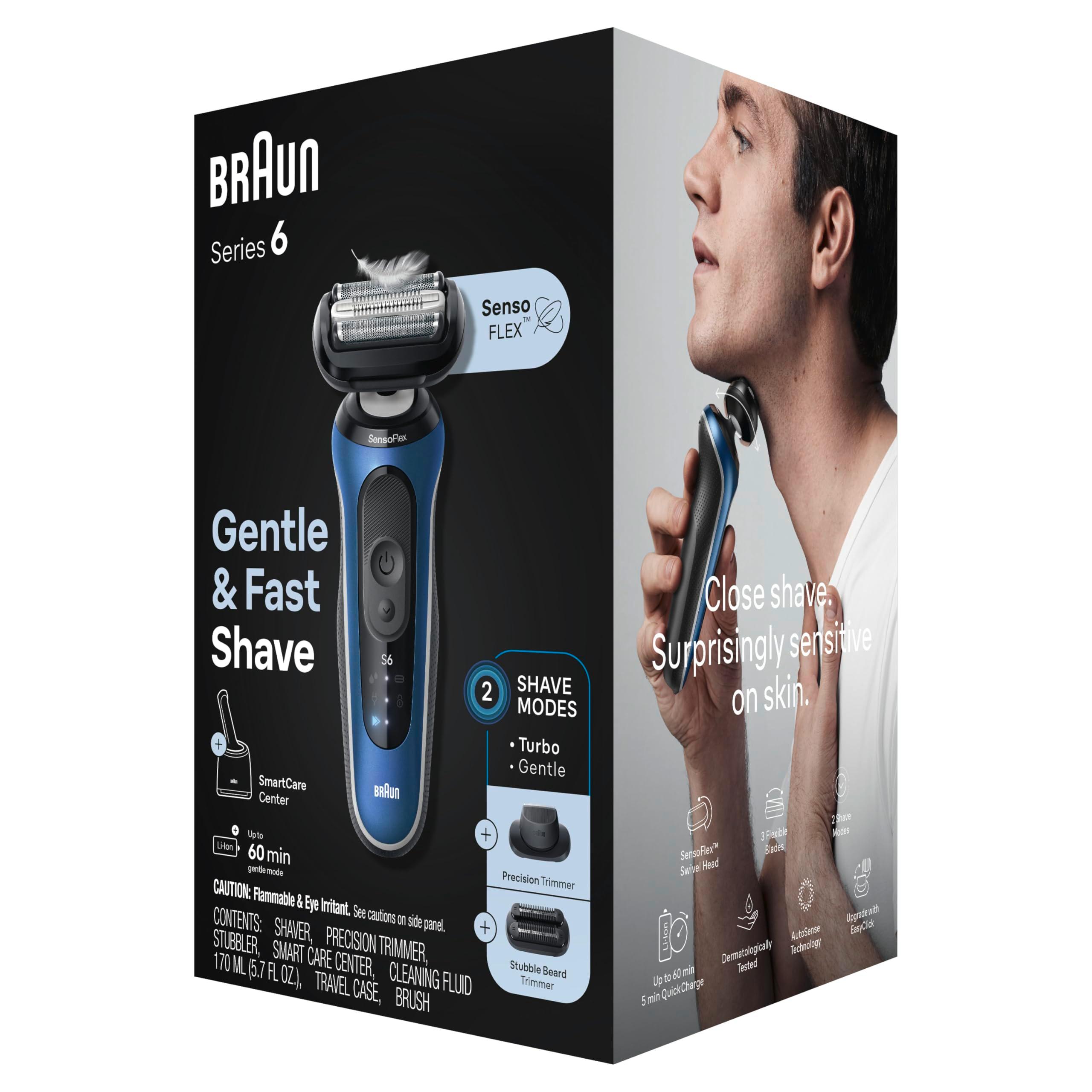 Braun Electric Shaver for Men, Series 6 6177cc, Wet & Dry Shave, Turbo & Gentle Shaving Modes, Foil Shaver, Blue - Image 10