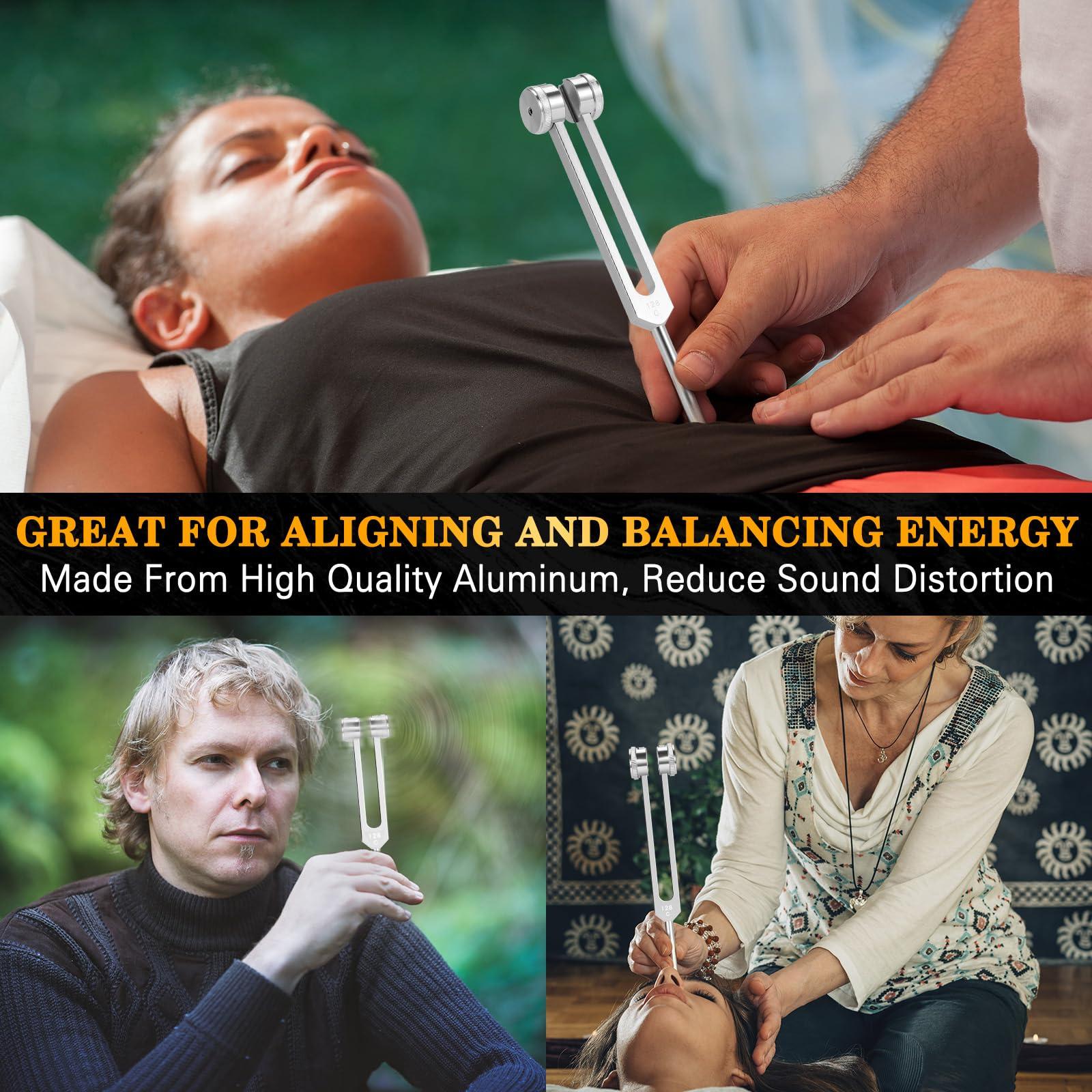 Tuning Fork 128hz with Reflex Hammer for Healing Chakra Set,Healing/Sound Therapy, Aluminum Alloy Sensory Tuning Fork Activator for Healing, Therapy Non Magnetic - Image 4