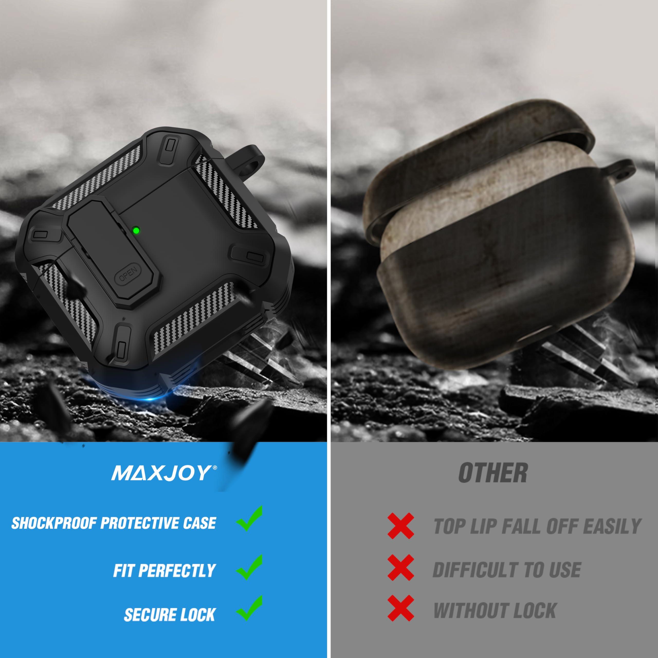 Maxjoy for AirPods 4 Case with Lock, AirPods 4th Generation Case Cover with Cleaner Kit Shockproof AirPod Gen 4 Protective Cases with Keychain Compatible with Apple AirPods4 2024 2025, Black - Image 3