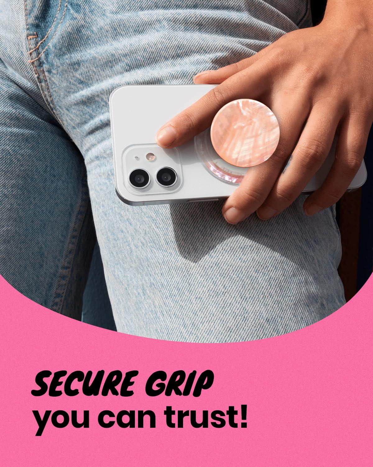 OnTheGrip Cute Natural Seashell Design Round Shape Collapsible Mobile Phone Grip Stand Holder for Smartphone Tablet Cell Phone Accessory (Magnetic Type, Peach) - Image 5