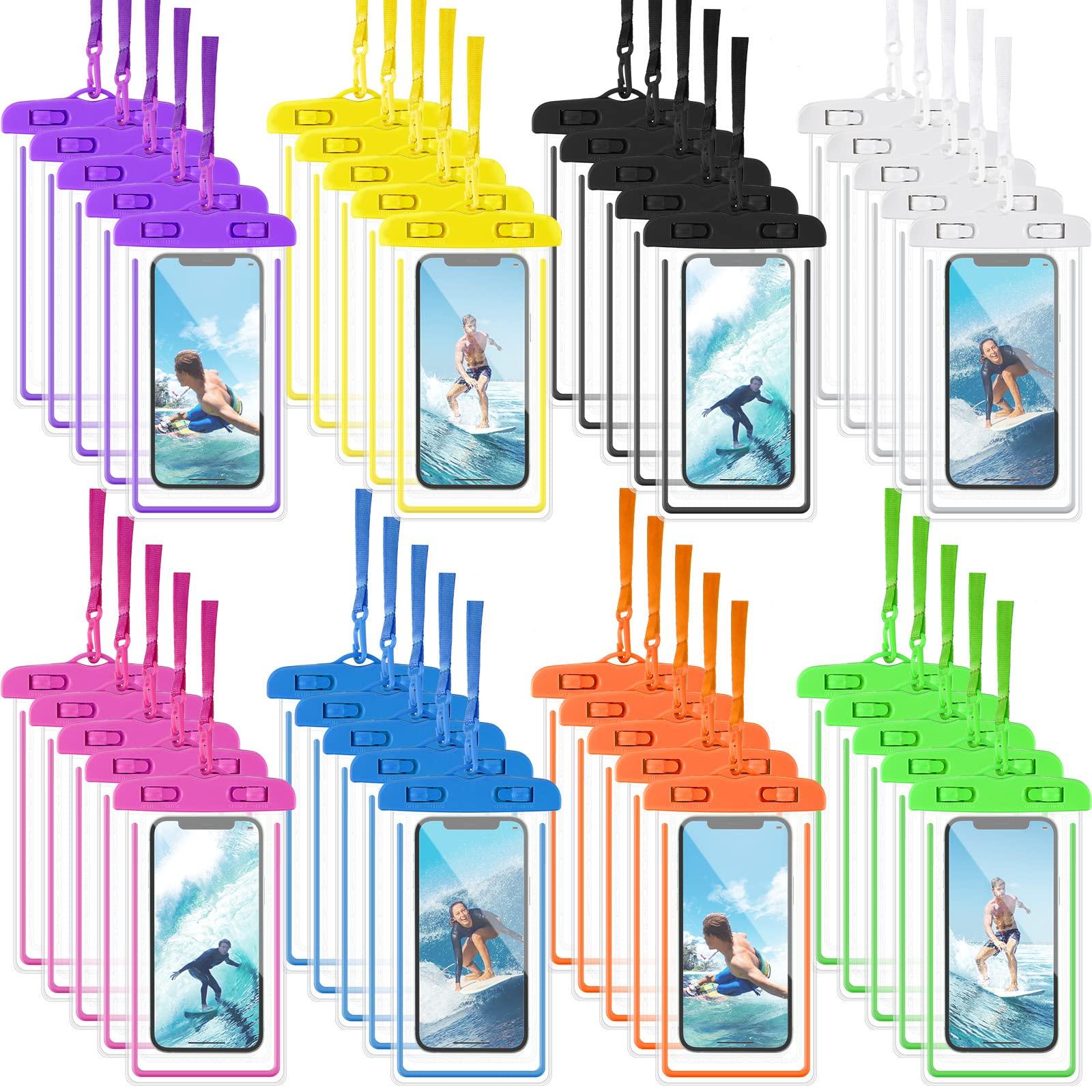 Flutesan 40 Pack Universal Clear Waterproof Phone Pouch Cell Phone Pouch Dry Bag Waterproof Cases Bag with Lanyard for Outdoor Sport Water Games Protect, up to 7 Inches(Multicolor)