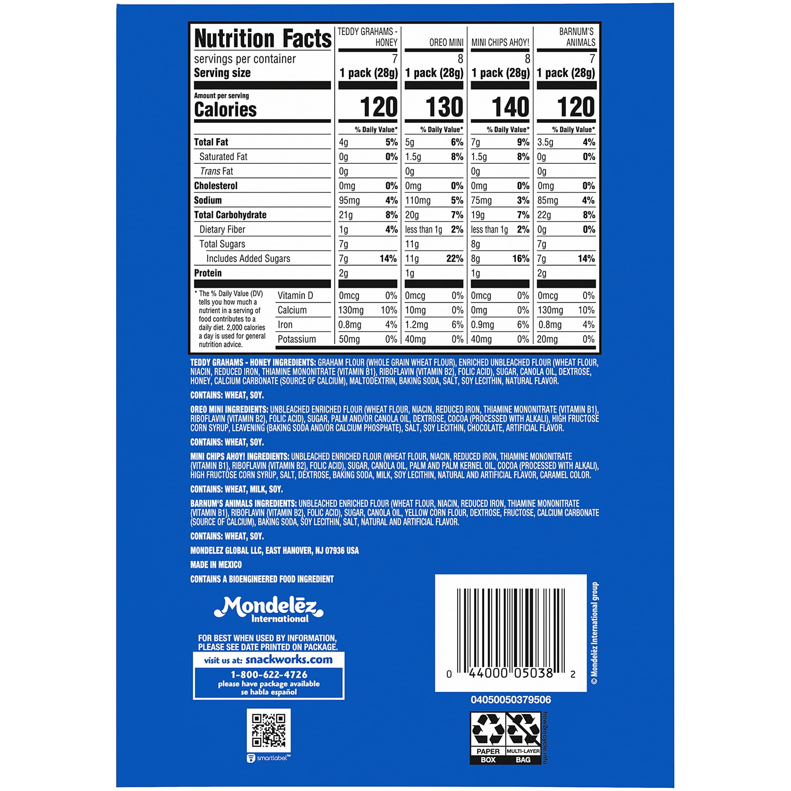 Nabisco Team Favorites Variety Pack, OREO Mini, CHIPS AHOY! Mini, Teddy Grahams Honey & Barnum's Animal Crackers, 30 Snack Packs - Image 2