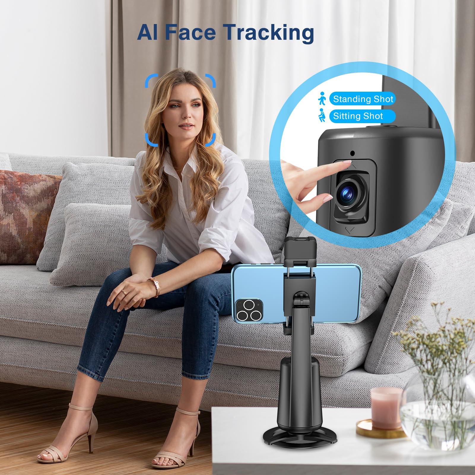 Auto Face Tracking Tripod 360° Rotating Cell Phone Photo and Video Kits Stand, No App, Camera Stand with Remote and Gesture Control, Rechargeable Smart Shooting Stand for Live Recording Tiktok（Black） - Image 6