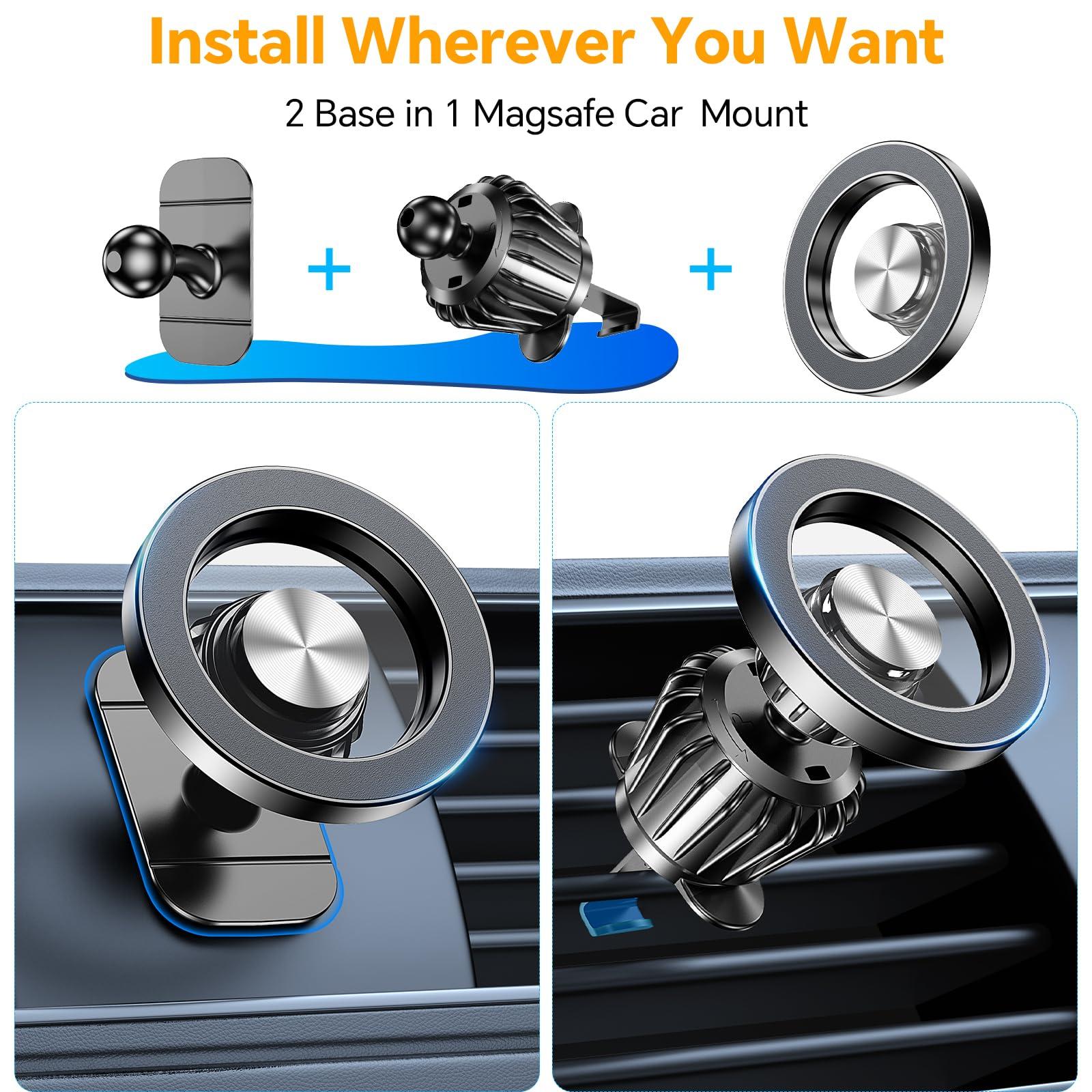 Kaistyle for Magsafe Car Mount【20 Strong Magnets】Magnetic Phone Holder for Car Phone Holder Mount Dash【360°】Cell Phone Holders for Your Car Accessories for Women Men iPhone 16 Pro Max 15 14 13 12 Plus - Image 2