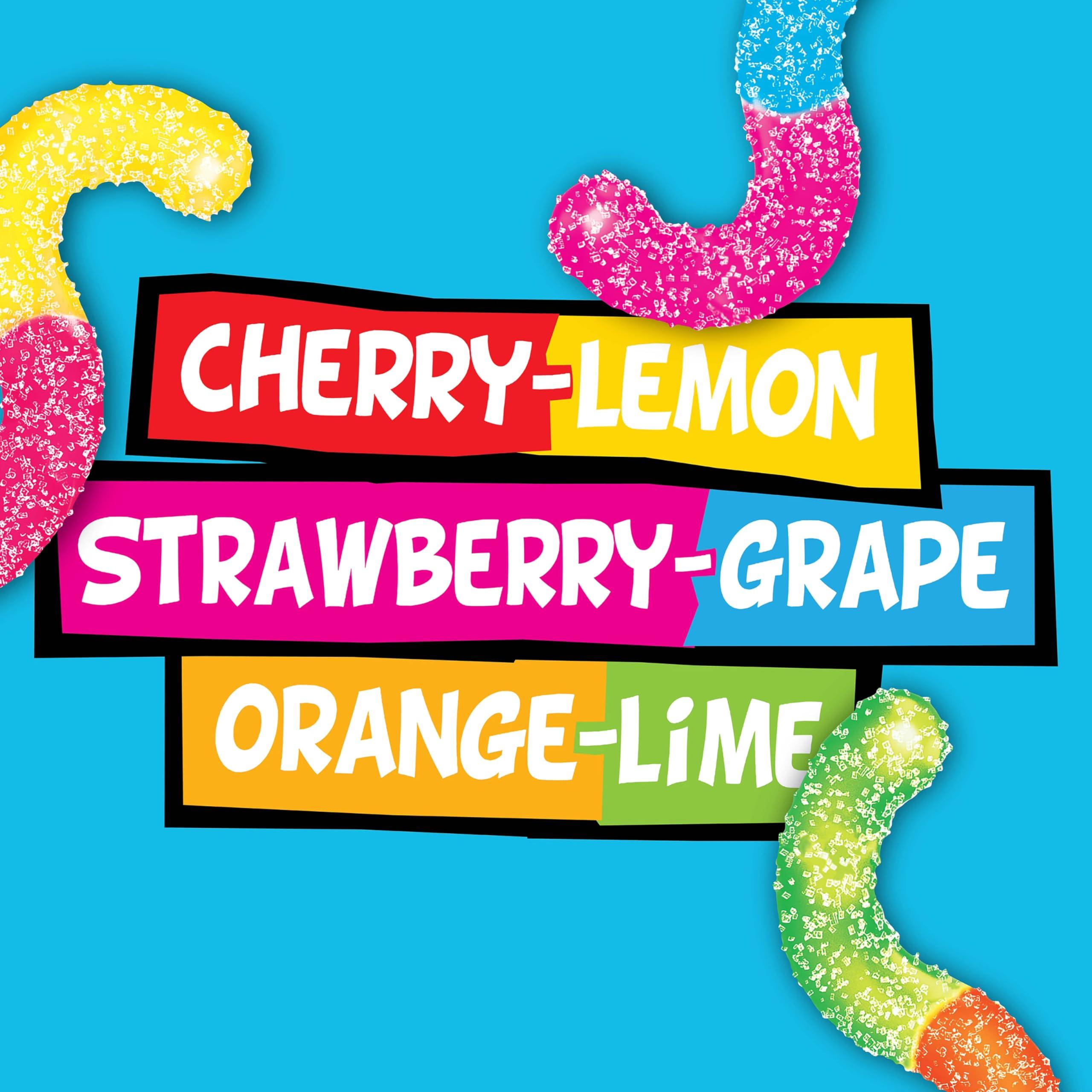 Trolli Sour Brite Crawlers, Candy, Cherry-Lemon, Strawberry-Grape & Orange-Lime, Sweet and Sour, Gummy Worms, 7.2 oz - Image 4