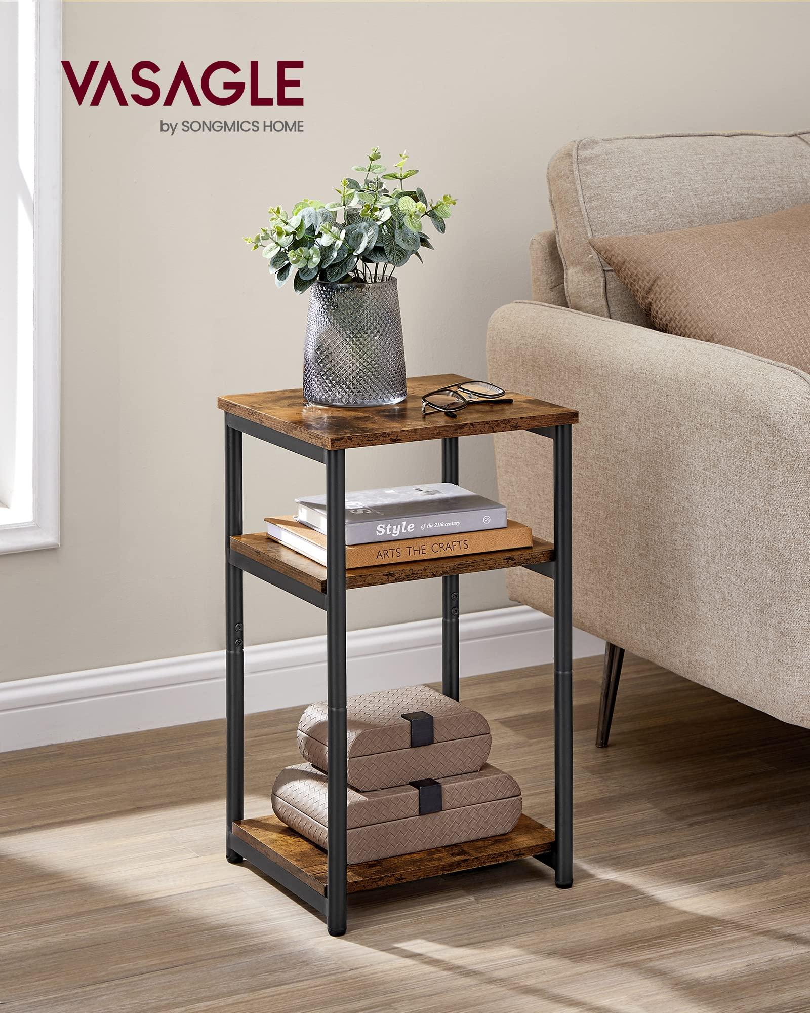 VASAGLE Side Table, Small End Table, Tall Nightstand for Living Room, Bedroom, Office, Bathroom, Rustic Brown and Classic Black ULET273B01 - Image 2