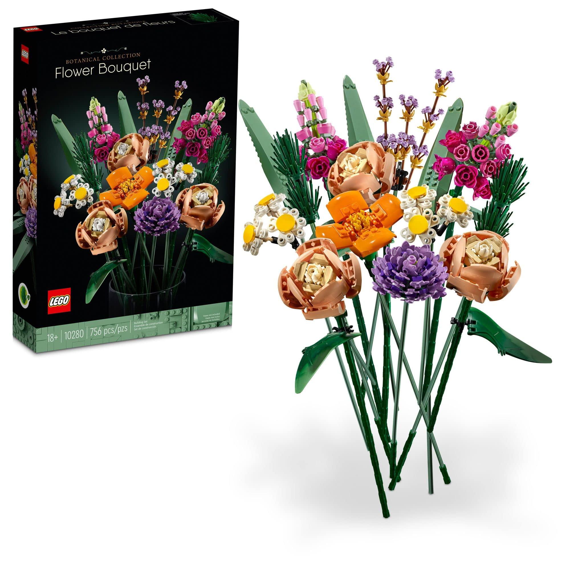 LEGO Icons Flower Bouquet Building Set - Artificial Flowers for Decoration for Home and Display, Ages 18+ - Small Fake Flowers for Table, Desk, Office - Gift for Graduation - 10280