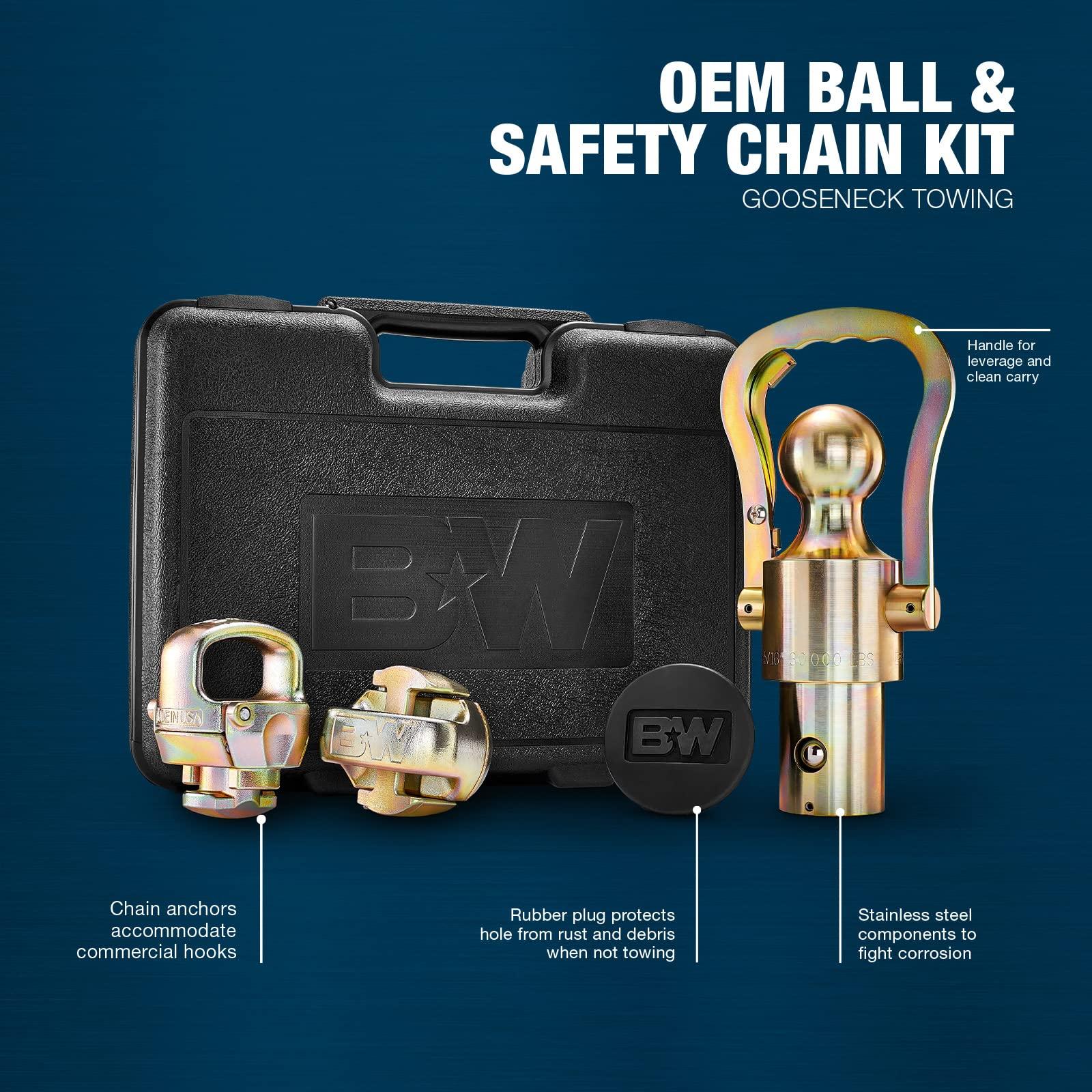 B&W Trailer Hitches American-Made OEM Gooseneck Ball & Safety Chain Kit for Ram - GNXA2062 - Image 2