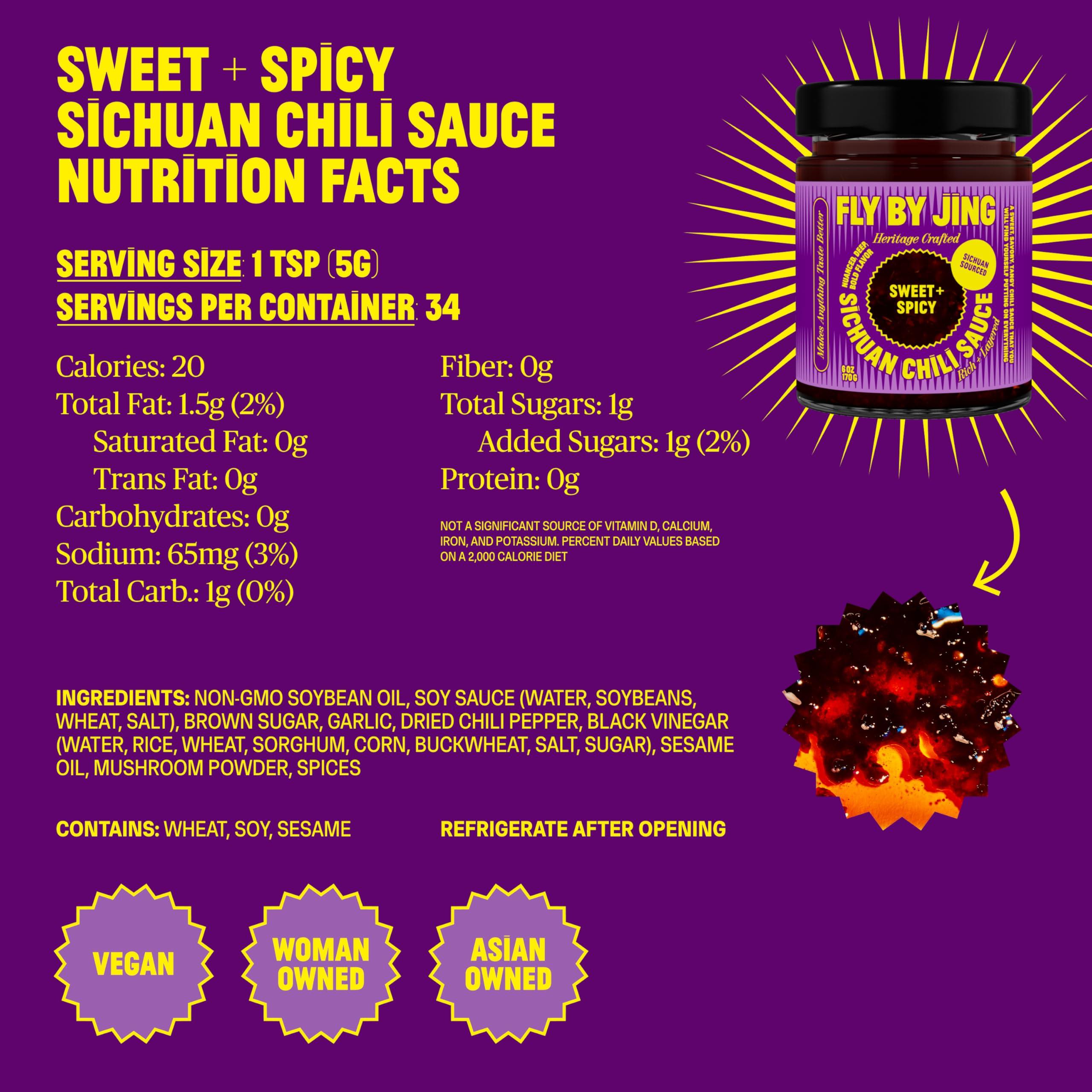 FLYBYJING Sweet+Spicy Sichuan Chili Sauce: Perfect for Noodles, Proteins, Veggies, Fish, Dumplings and Everything Else - Hot Sauce, Marinade and Glaze made w/Premium Chilis - Vegan, 6oz (Pack of 1) - Image 7