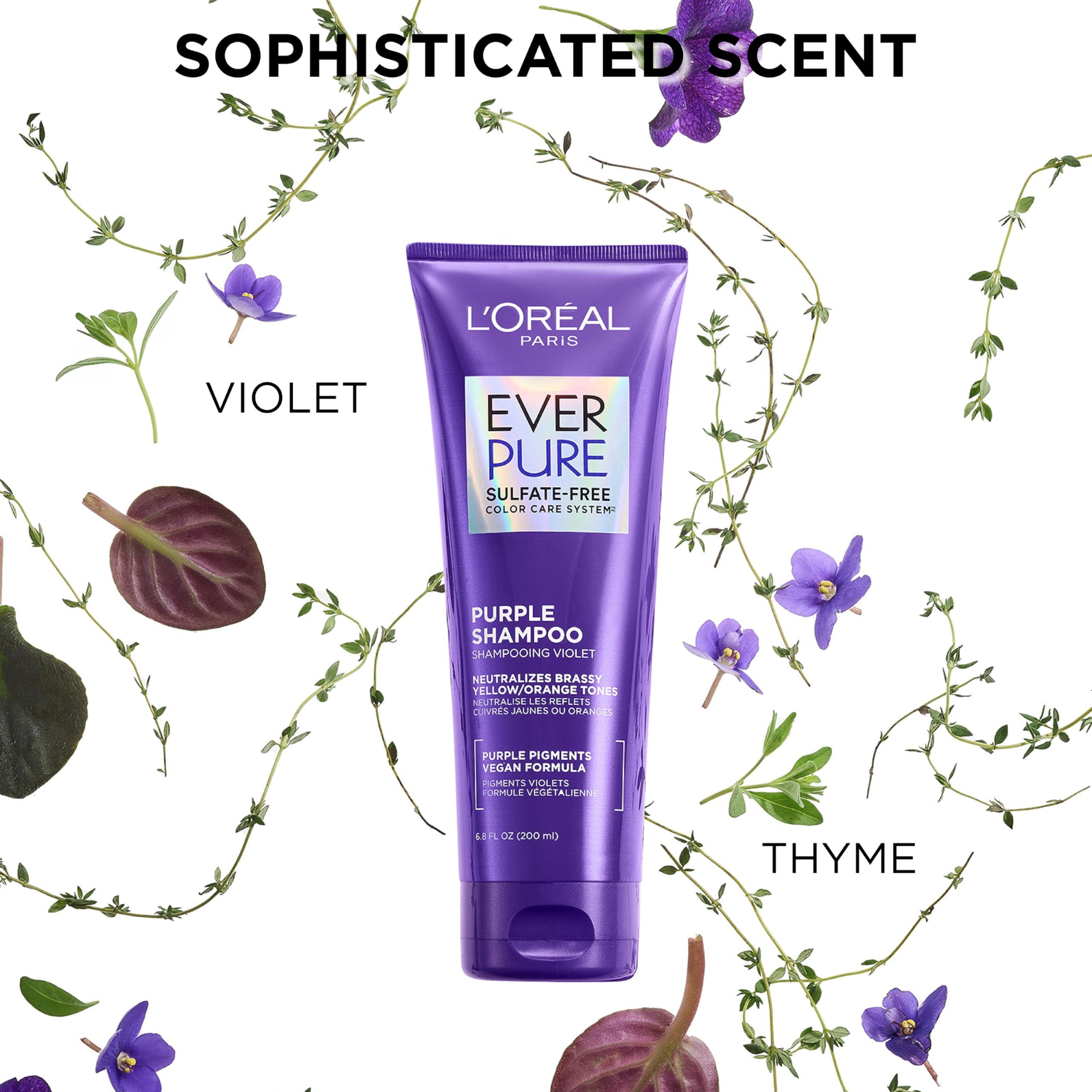 L’Oreal Paris Sulfate Free Brass Toning Purple Conditioner for Blonde, Bleached, Silver, or Brown Highlighted Hair, EverPure, 23 Fl Oz (Packaging May Vary) - Image 5