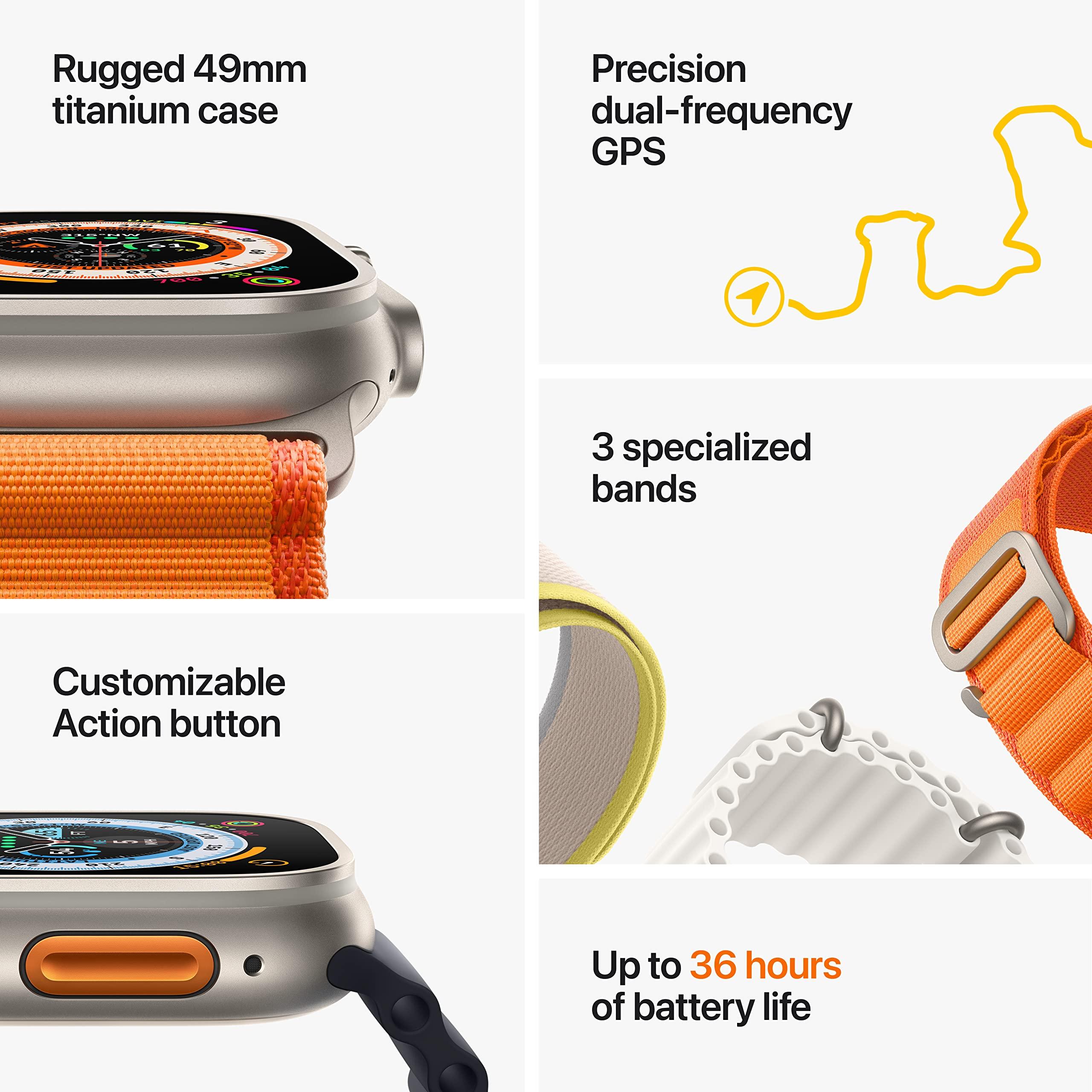Apple Watch Ultra [GPS + Cellular 49mm] Titanium Case with Midnight Ocean Band, One Size (Renewed Premium) - Image 7