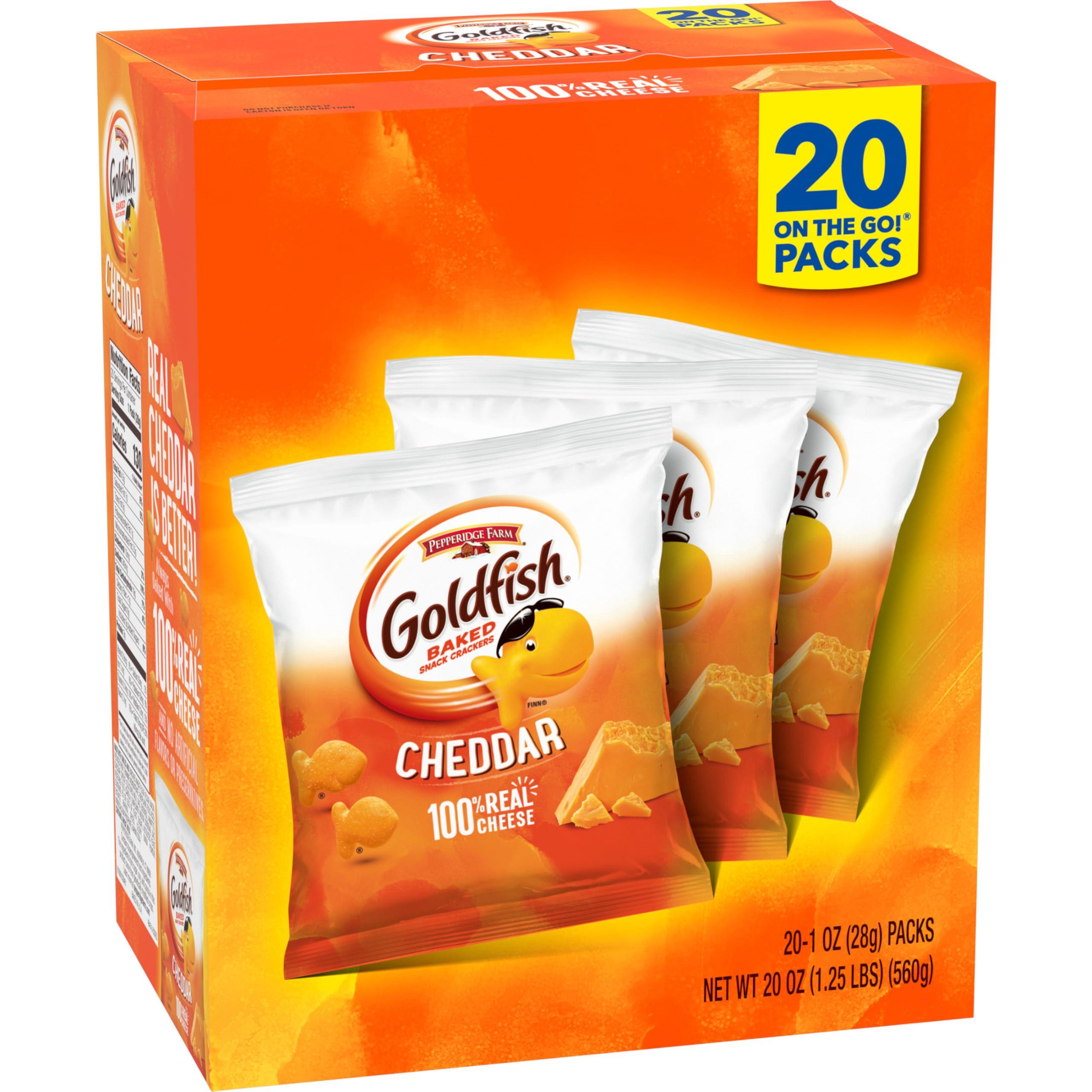 Goldfish Cheddar Cheese Crackers, Baked Snack Crackers, 1 oz On-the-Go Snack Packs, 20 Count Box - Image 9