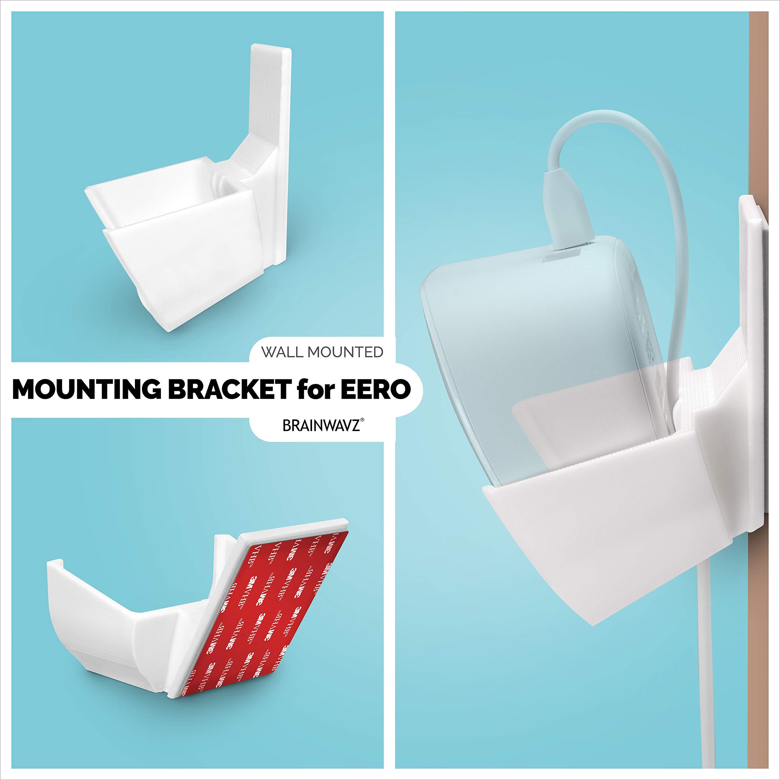 Screwless Wall Mount for Eero Mesh WiFi Holder, Tilted for Max Reception, Custom Design (NOT Compatible with Eero 6/Pro 6/Beacon), Strong VHB Adhesive, No Tools, No Mess, White by Brainwavz - Image 3