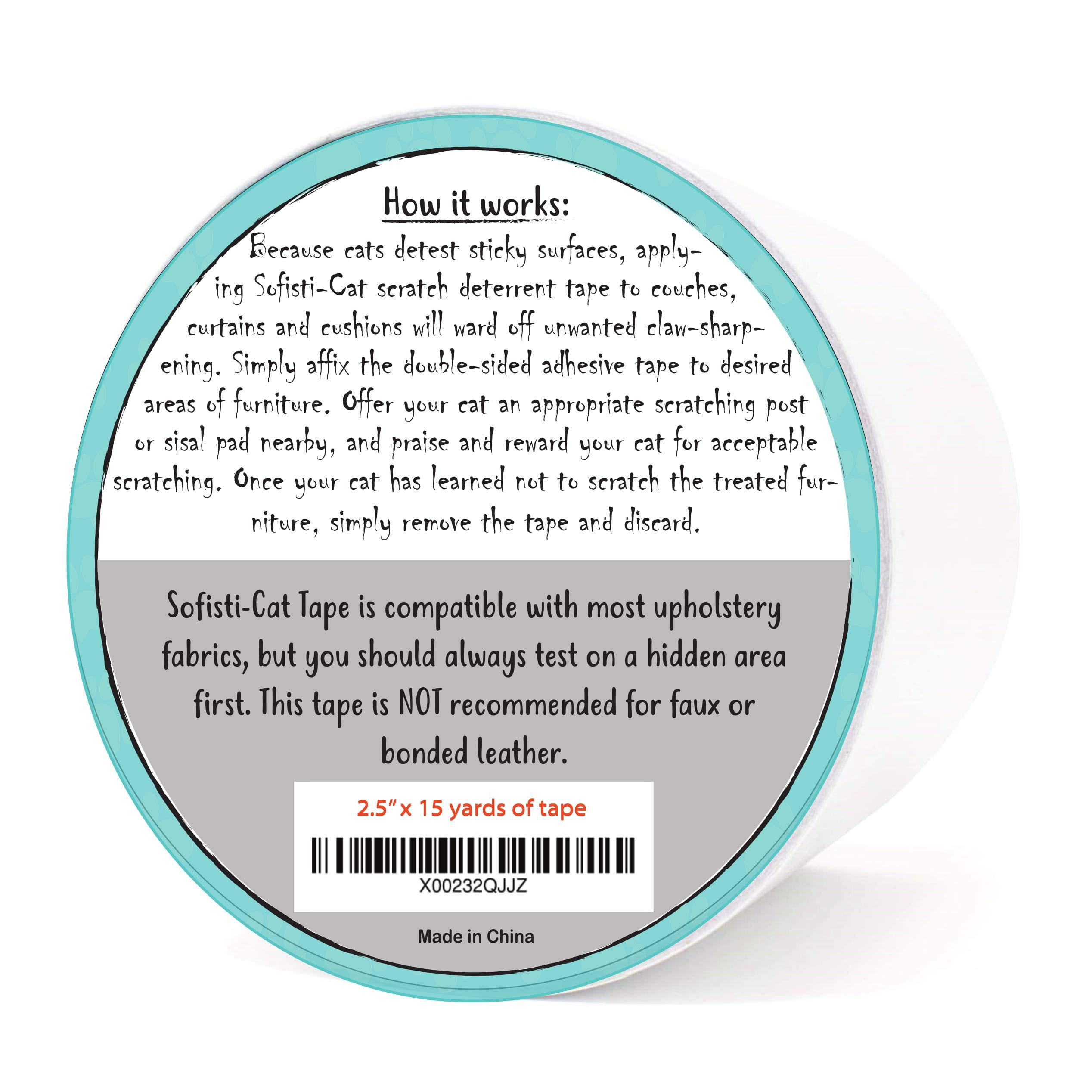 Sofisti-Cat Training Tape, Cat Tape for Furniture, Scratch Deterrent Keep Cats from Scratching Furniture with Our Double -Sided Repellent, 2.5" x 15' Roll - Image 2