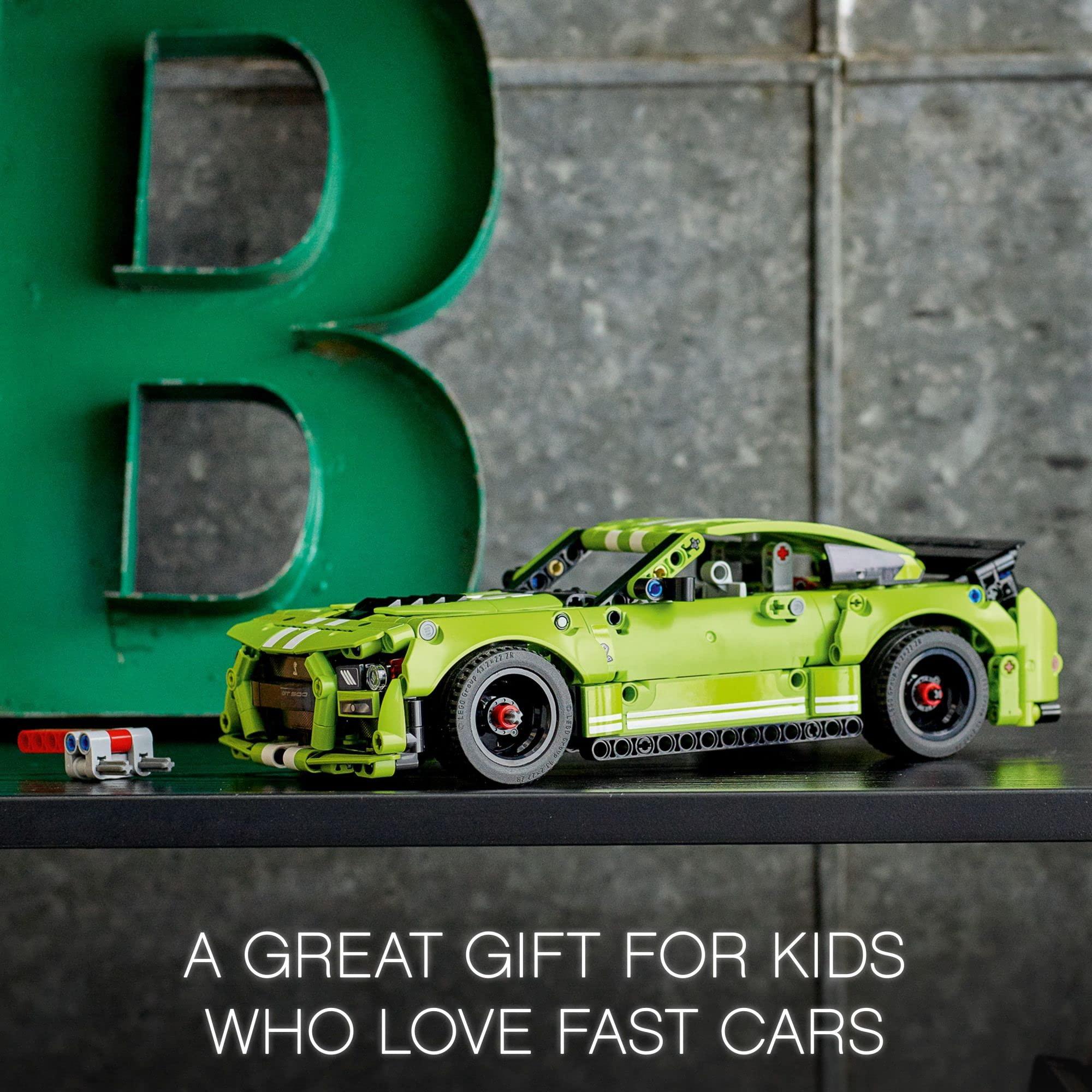 LEGO Technic Ford Mustang Shelby GT500 Building Set 42138 - Pull Back Drag Race Toy Car Model Kit, Featuring AR App for Fast Action Play, Great Gift for Boys, Girls, and Teens Ages 9+ - Image 2