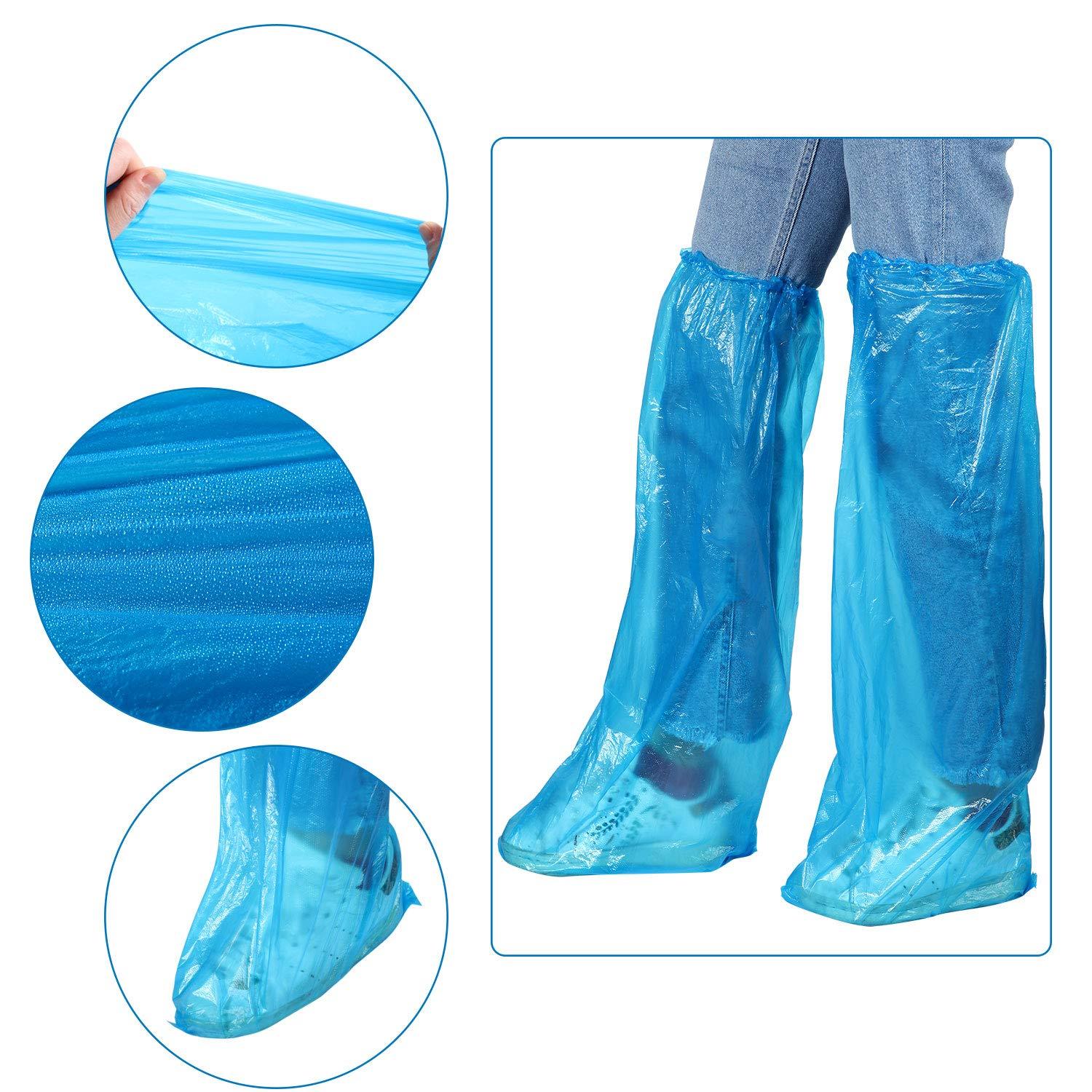 SATINIOR Disposable Boot Covers Plastic Long Waterproof Shoes Cover Over The Knee for Men Women - Image 3