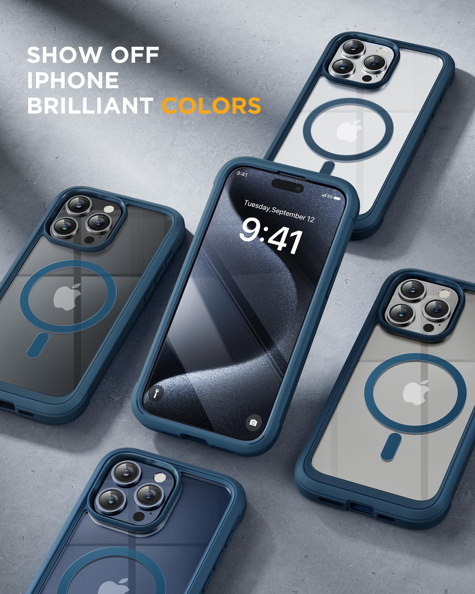 Miracase Magnetic for iPhone 15 Pro Max Case 6.7'' [Compatible with Magsafe] Full-Body Drop Proof Bumper Phone Case for iPhone 15 Pro Max with Built-in 9H Tempered Glass Screen Protector,Blue - Image 7