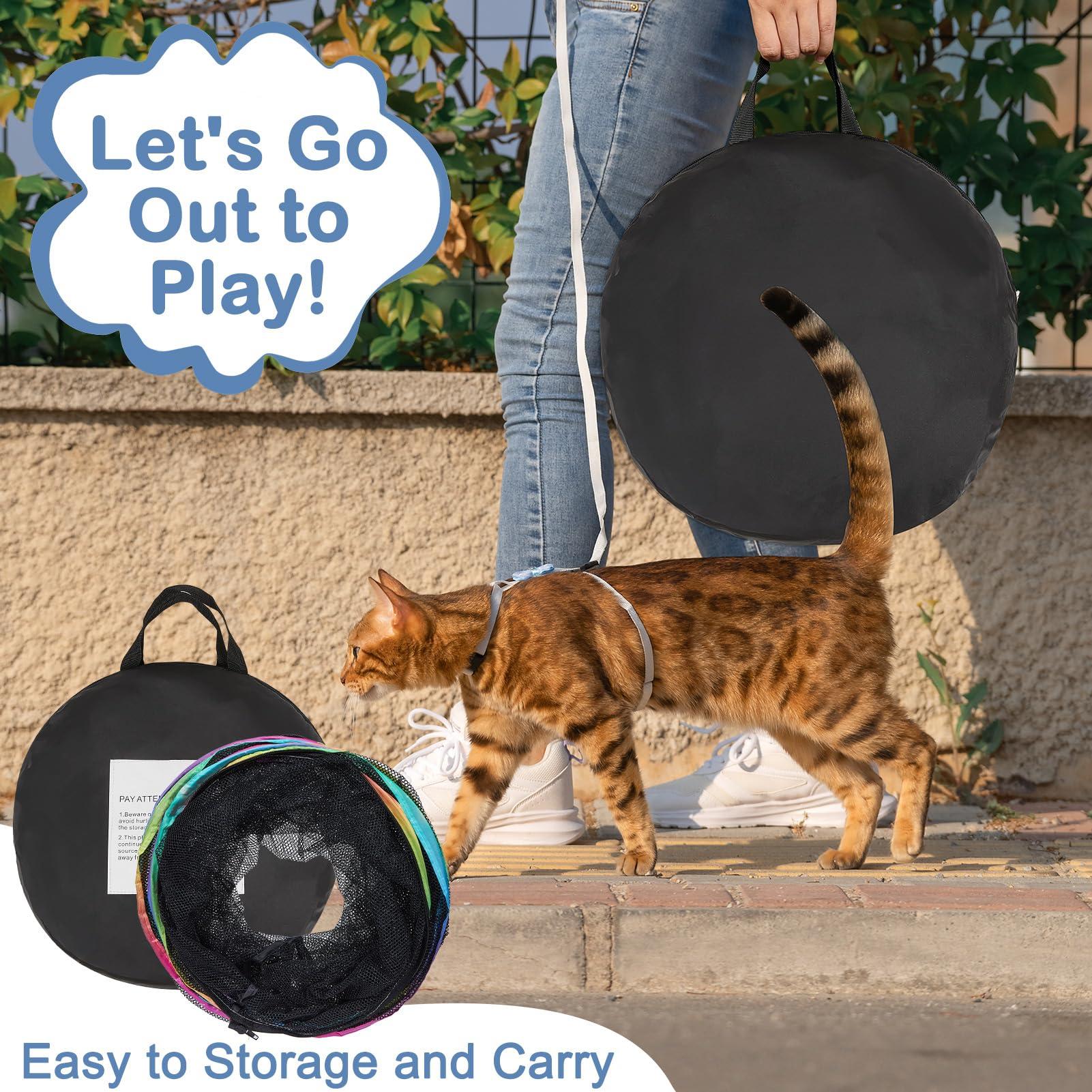 Outdoor Cat Enclosures Portable Cats Tunnel with Carry Bag Breathable Kitty Tent Outdoor with 2 Mouse Toys Outside Cat Enclosure for Indoor Cats (2 Cubes + Run Tunnel) - Image 7